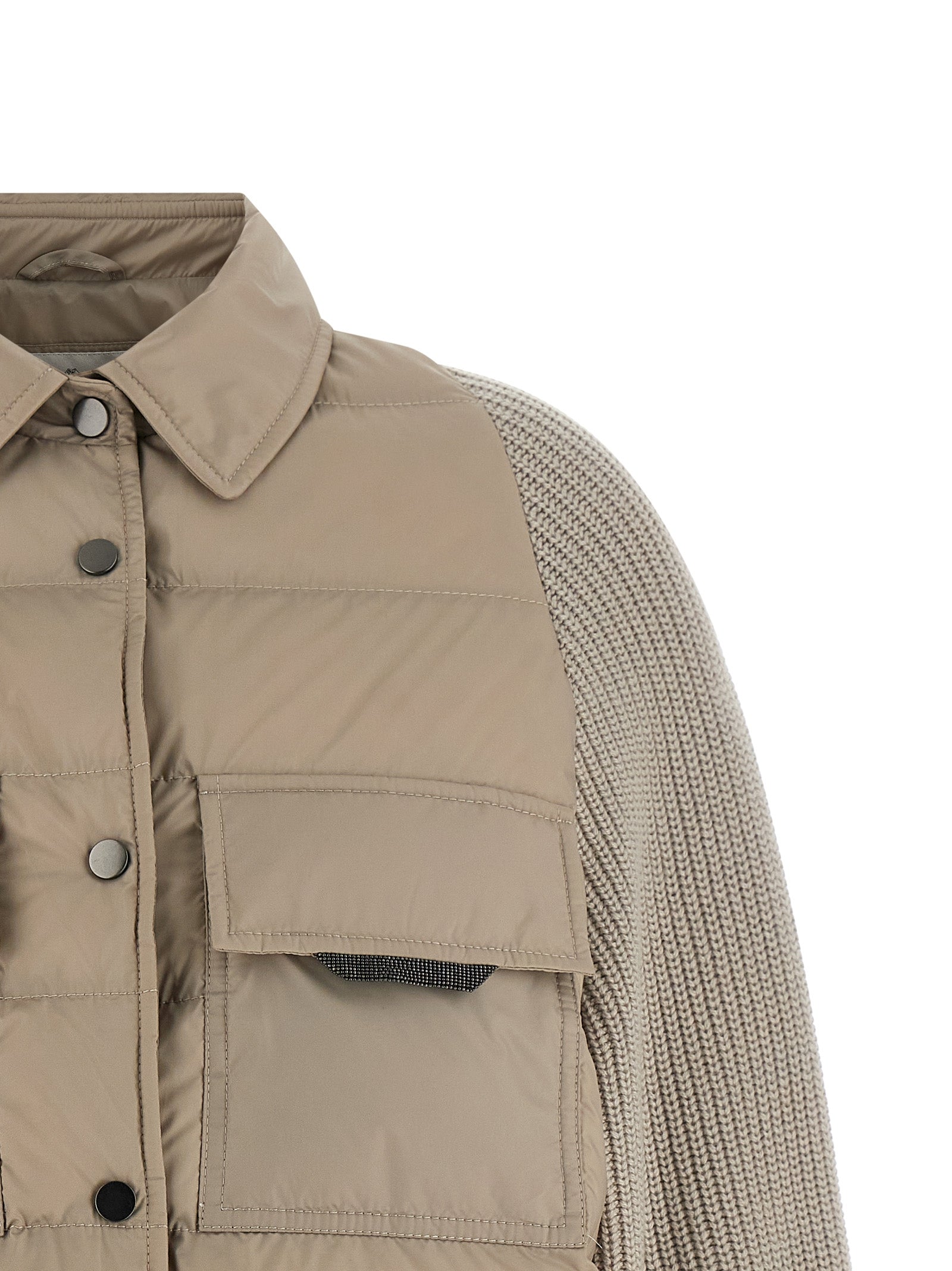 Beige Polyester Shell Jacket