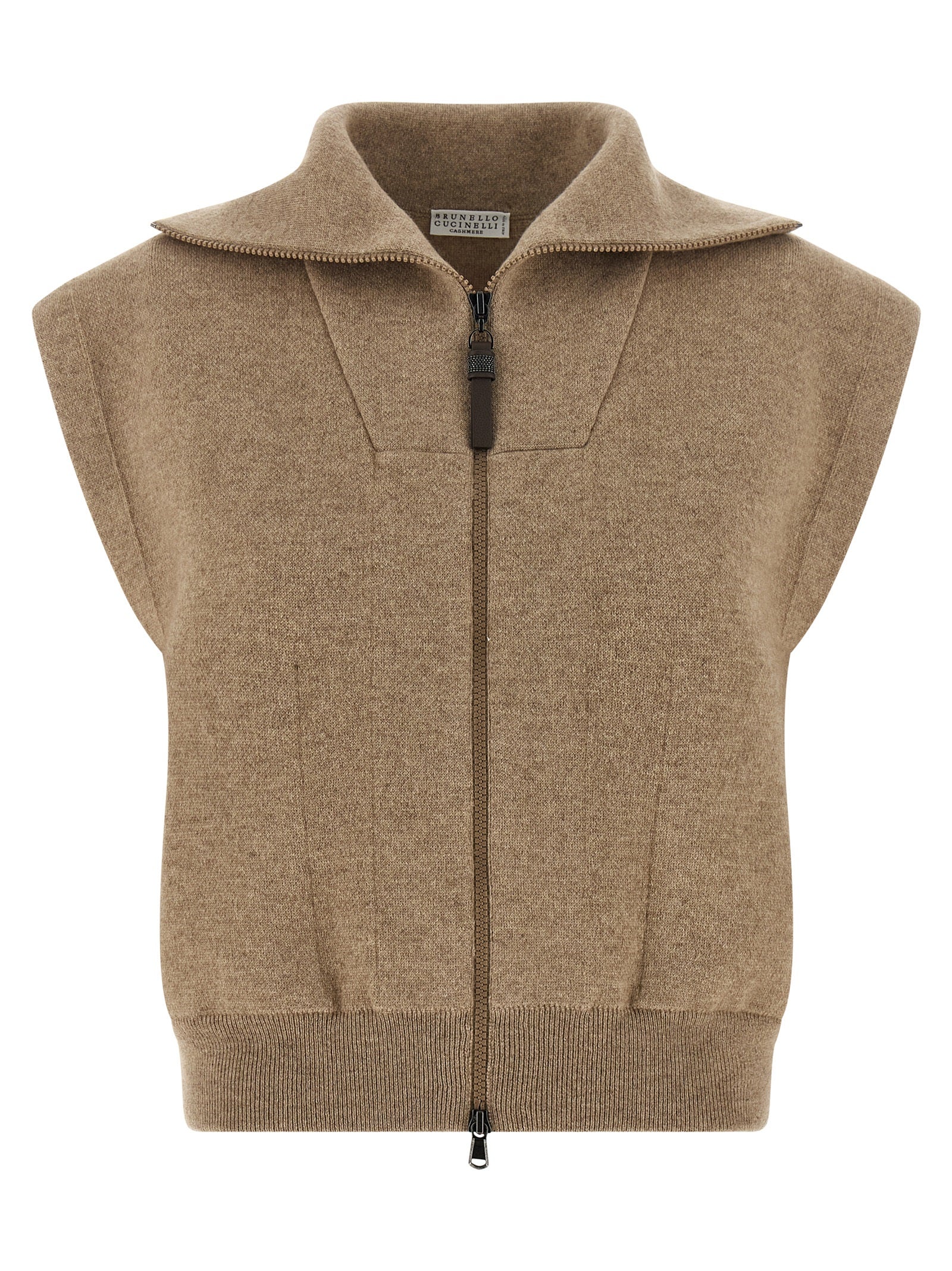 Beige Cashmere Sleeveless Jacket
