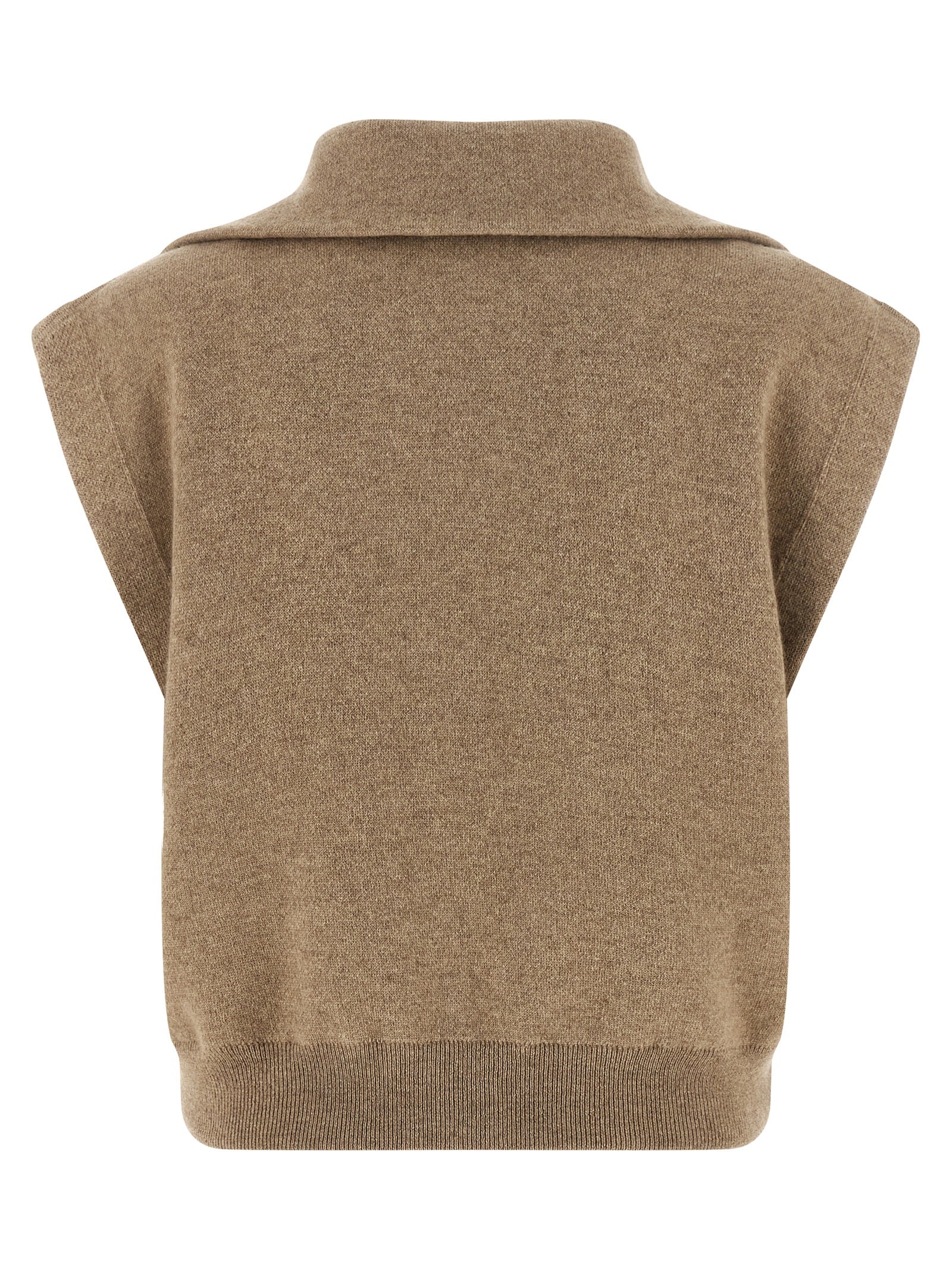 Beige Cashmere Sleeveless Jacket
