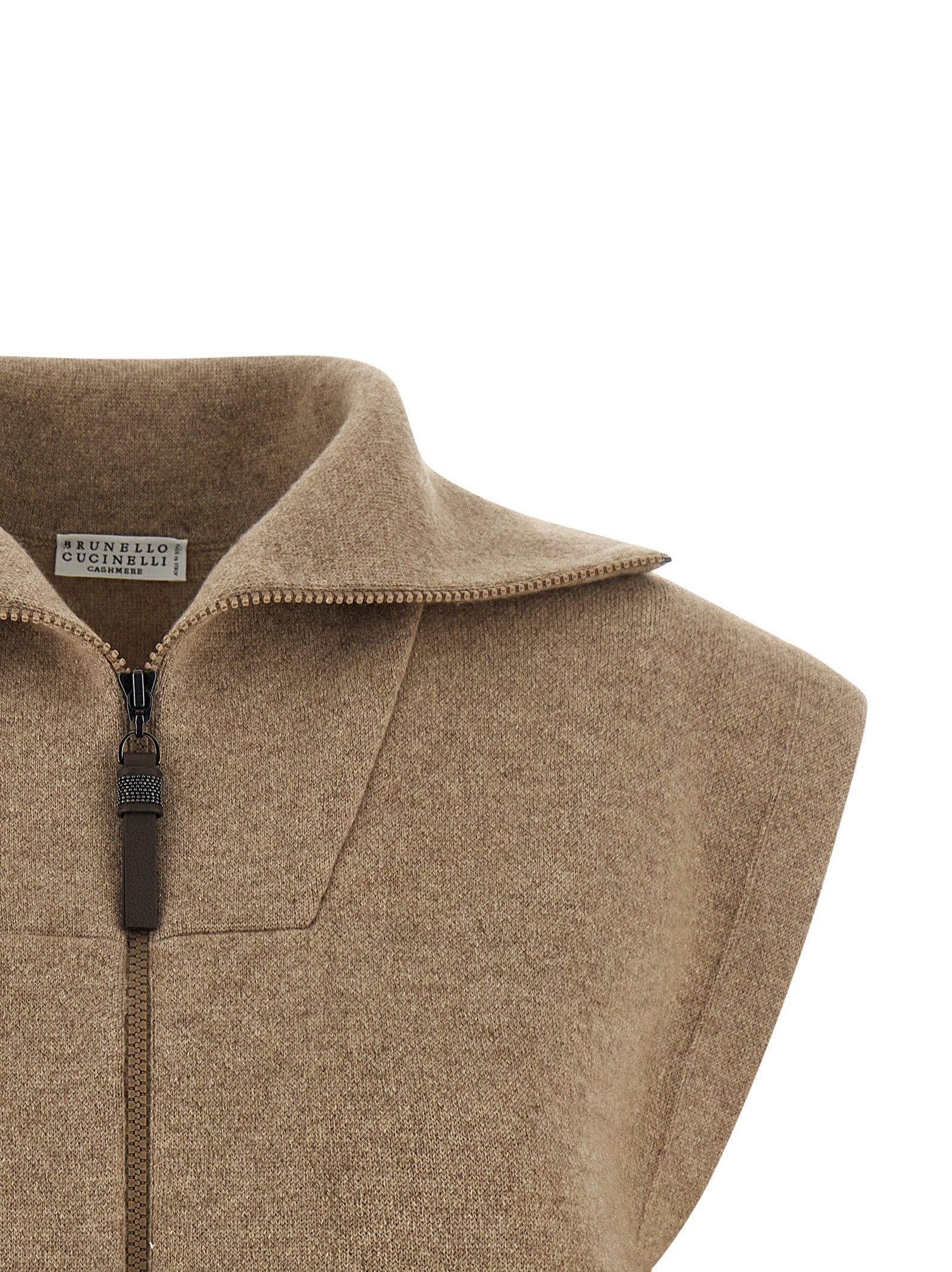 Beige Cashmere Sleeveless Jacket