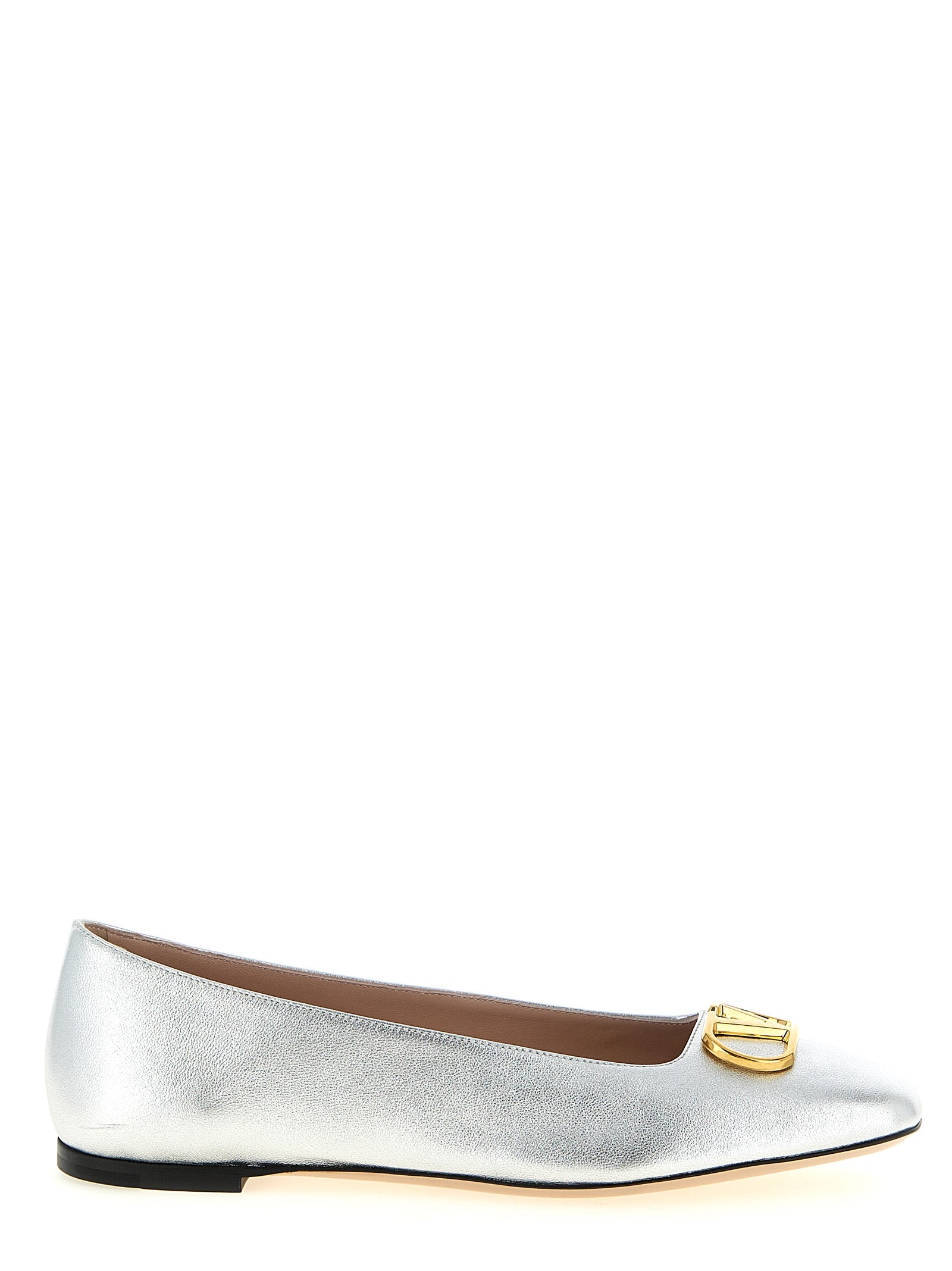 Silver Lamb Leather Ballet Flats
