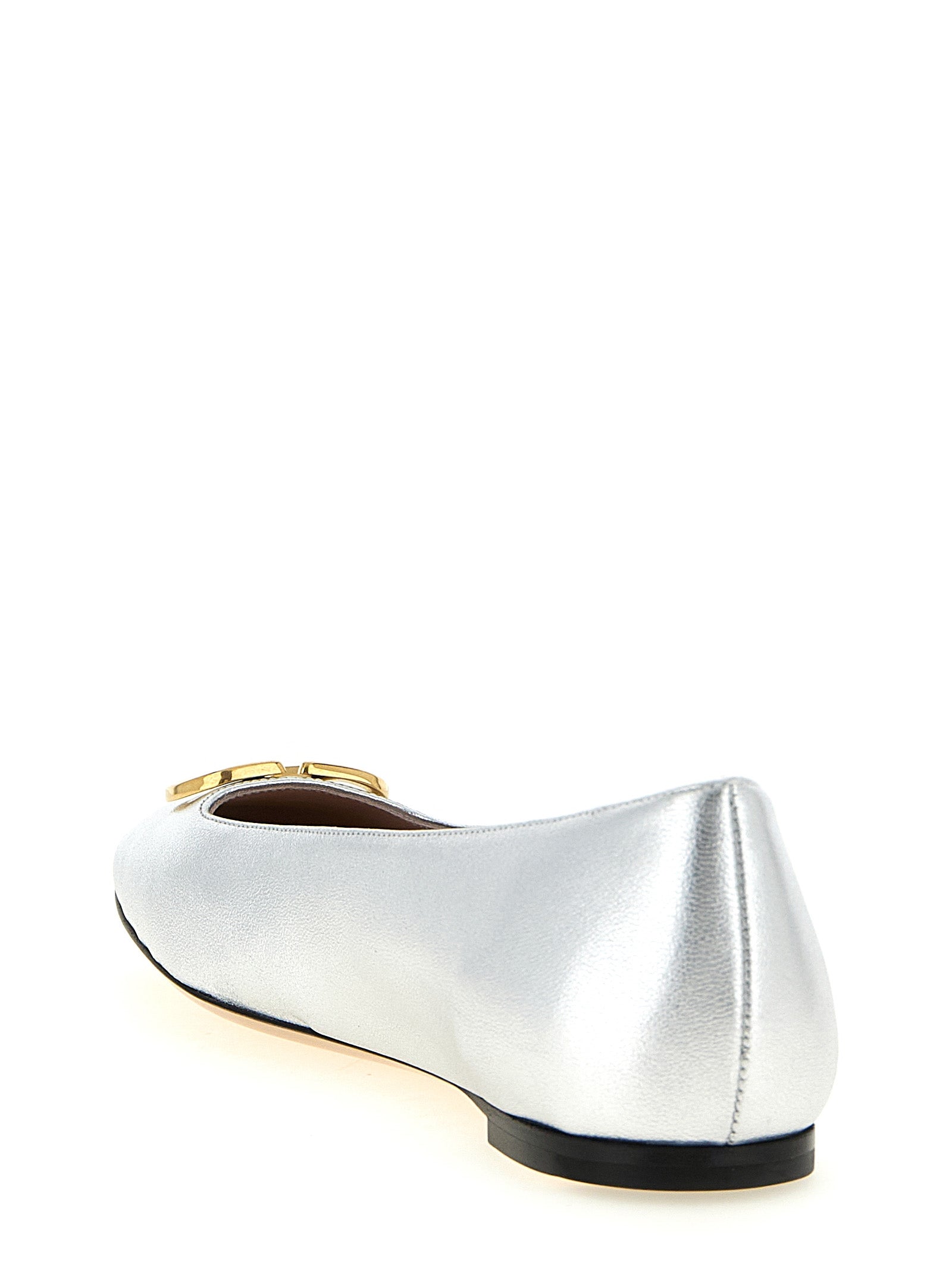 Silver Lamb Leather Ballet Flats