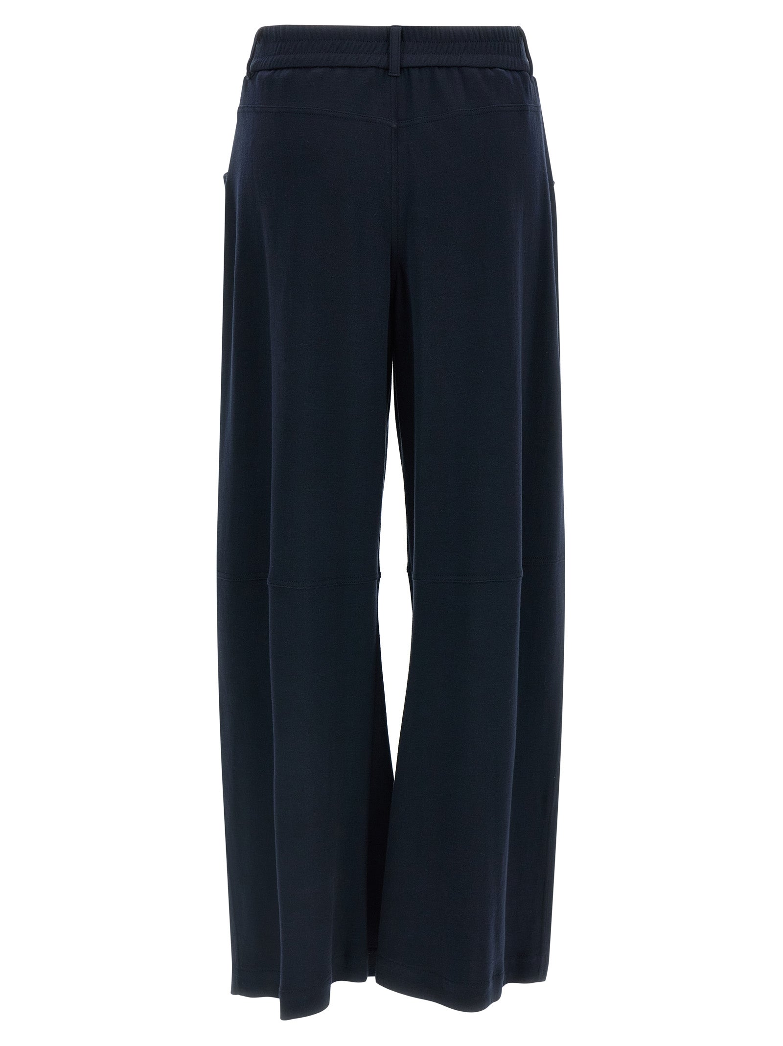 Blue Cotton Casual Pants