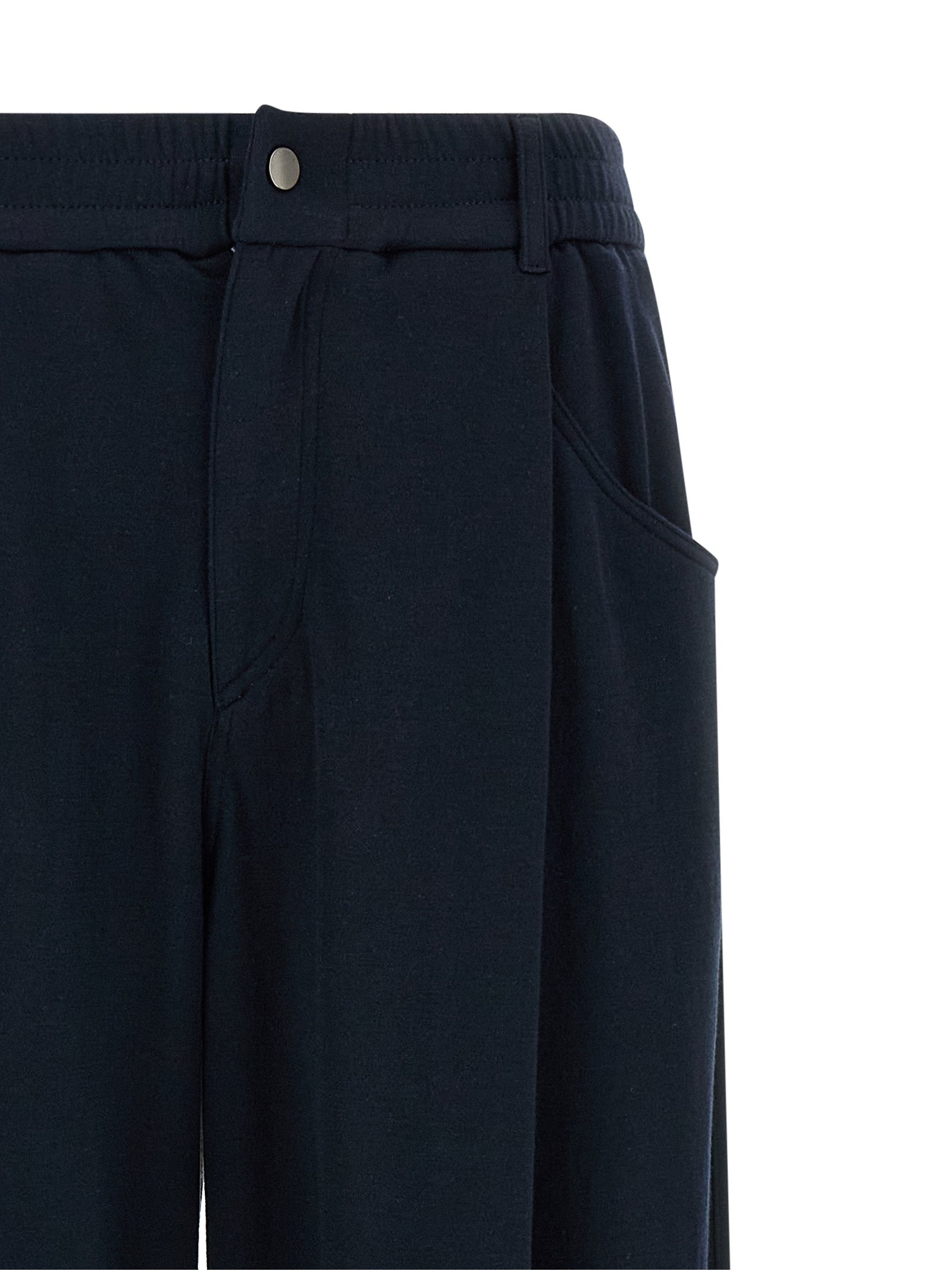 Blue Cotton Casual Pants
