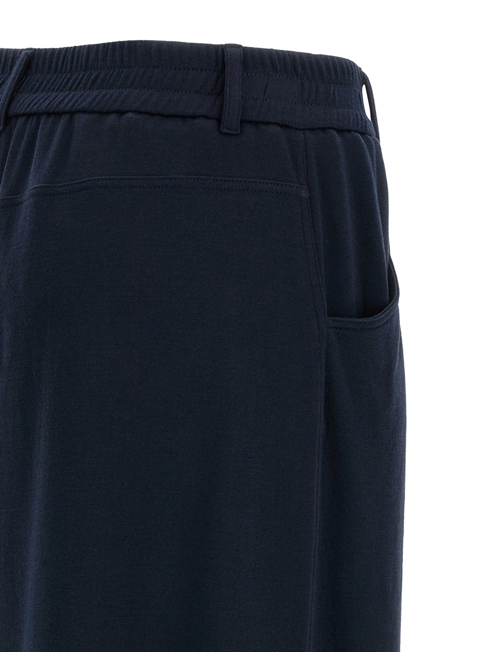 Blue Cotton Casual Pants