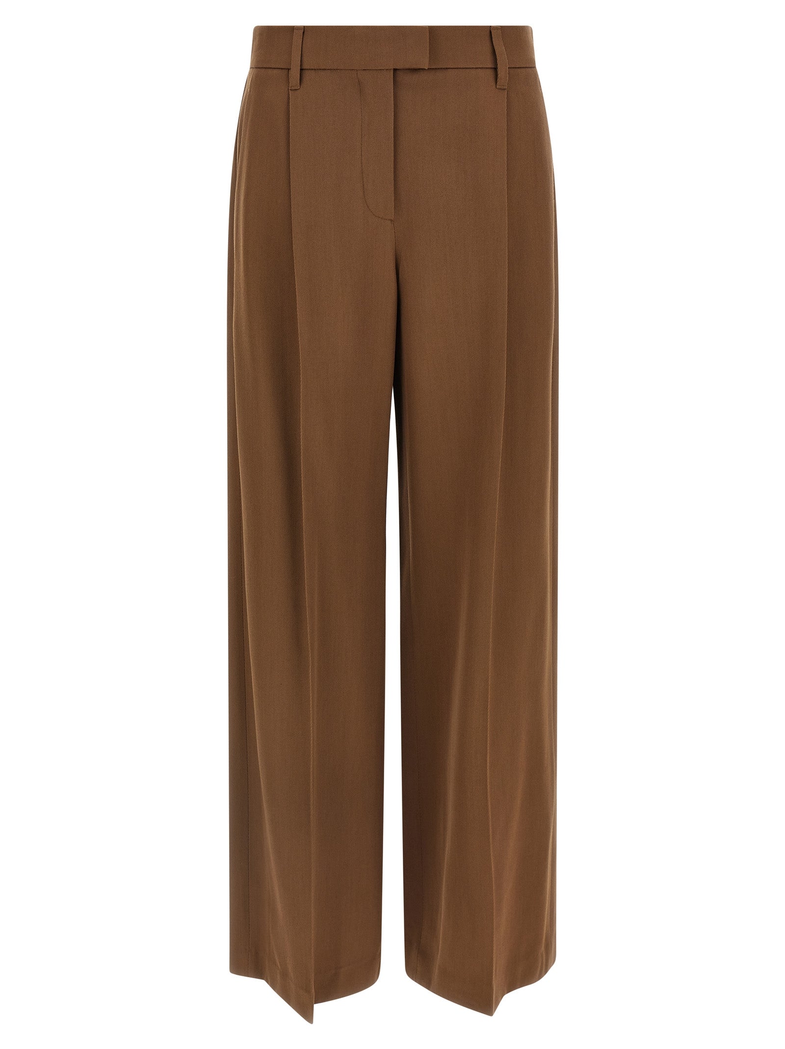 Brown Virgin Wool Casual Pants