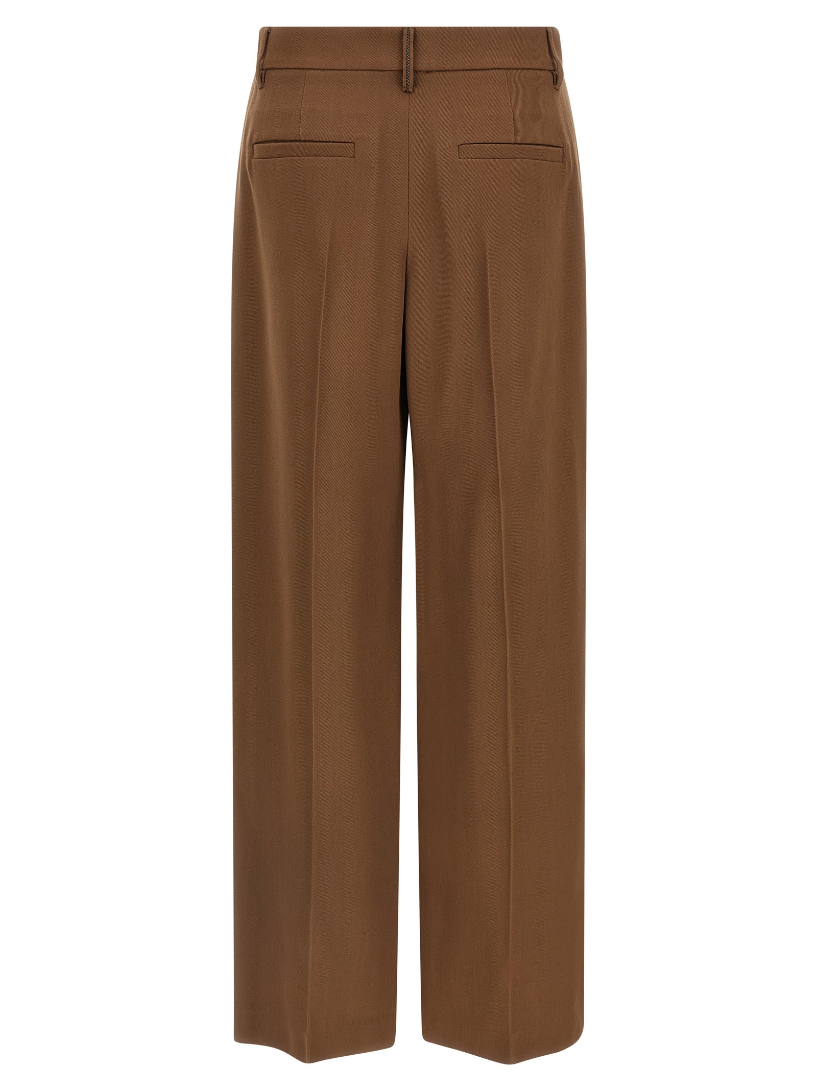 Brown Virgin Wool Casual Pants