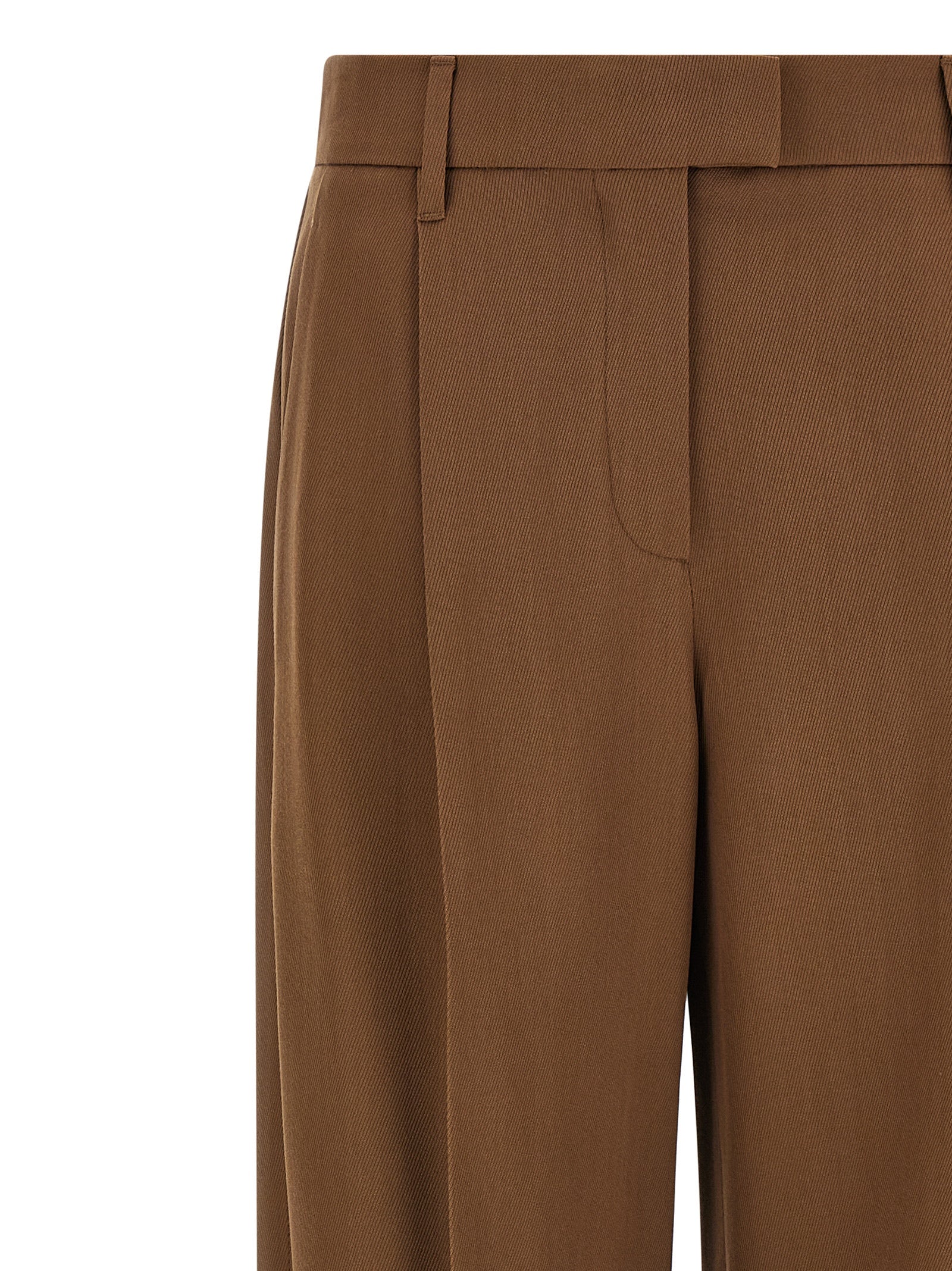 Brown Virgin Wool Casual Pants