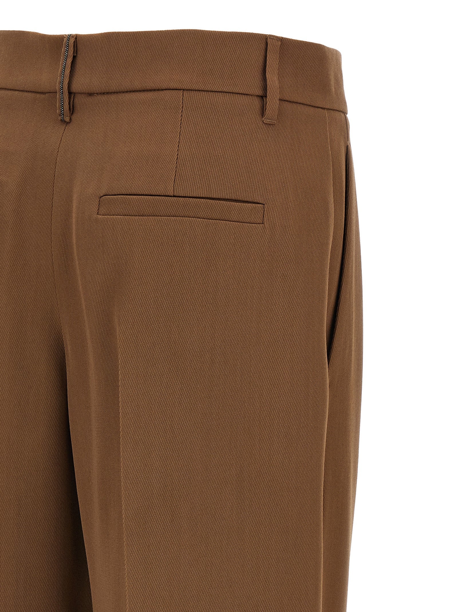 Brown Virgin Wool Casual Pants