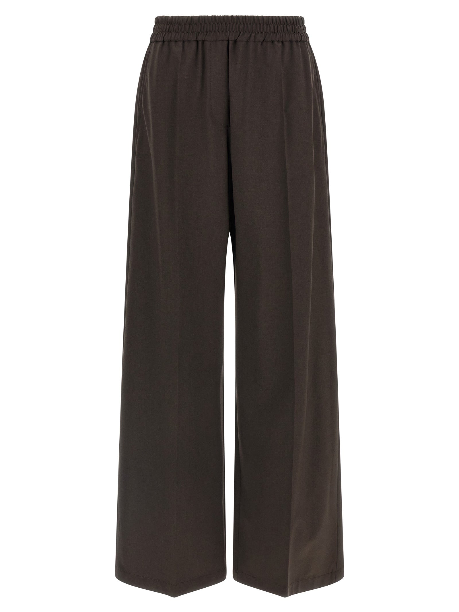 Brown Virgin Wool Casual Pants