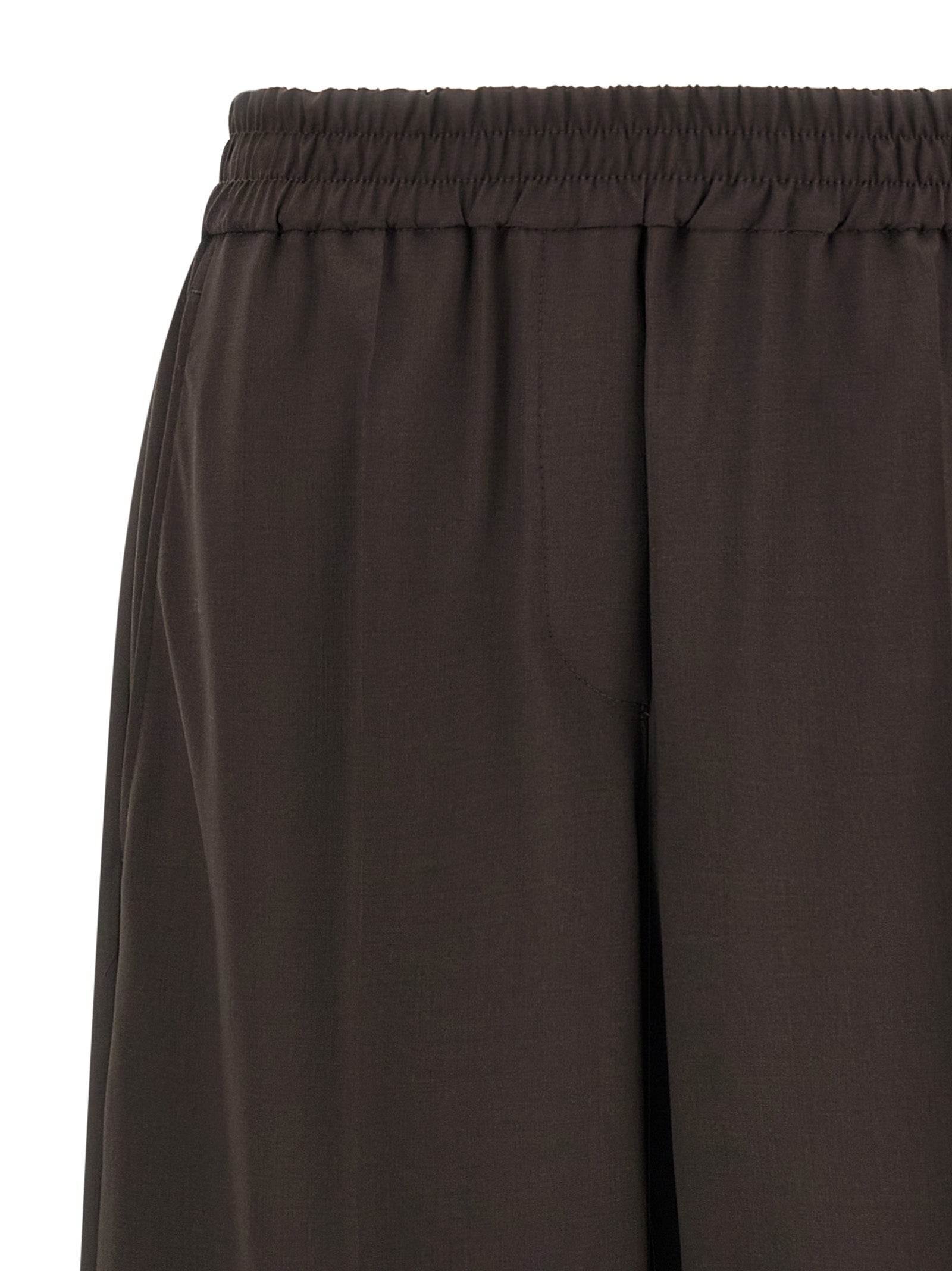 Brown Virgin Wool Casual Pants