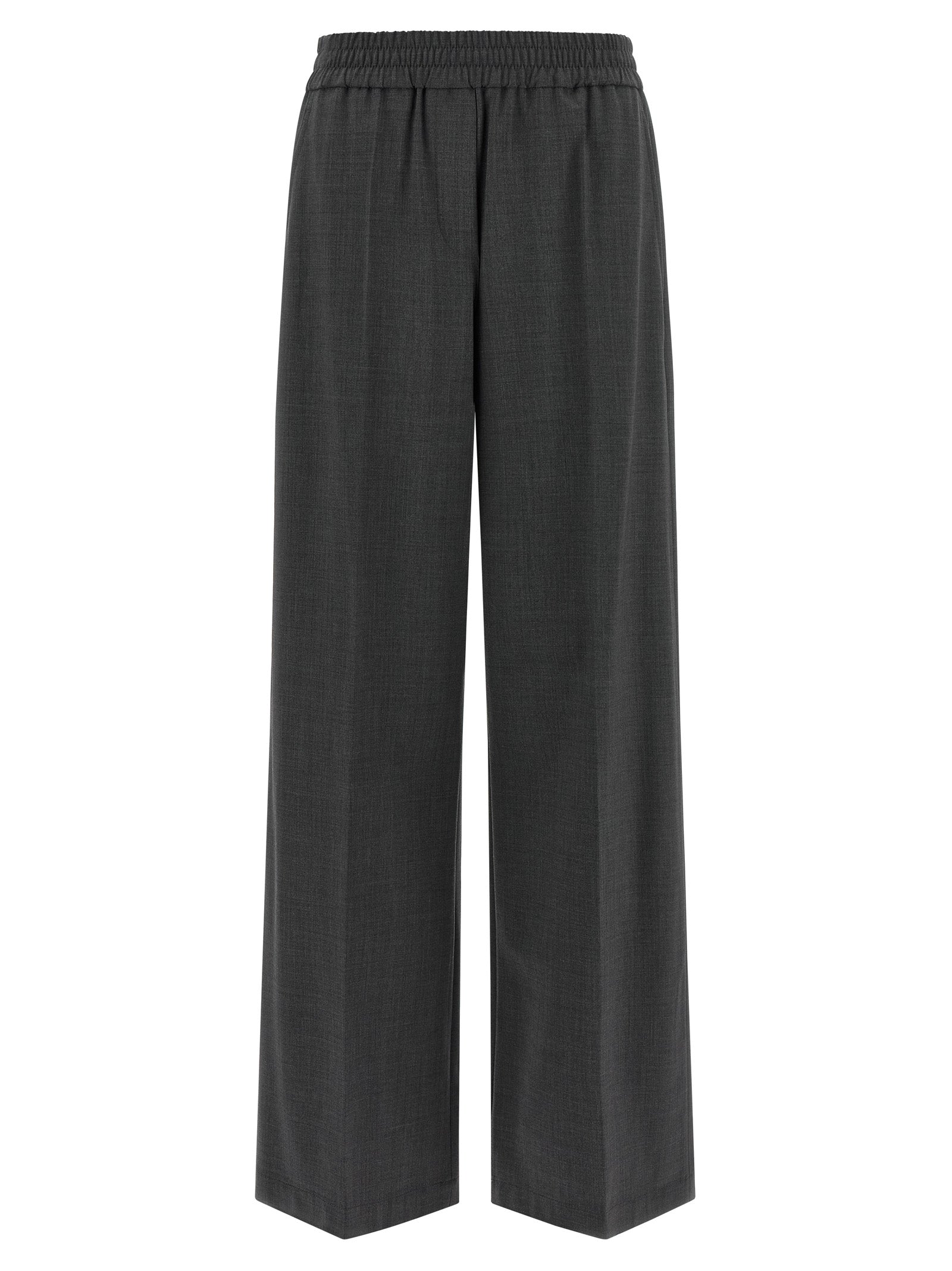 Gray Virgin Wool Flared Pants