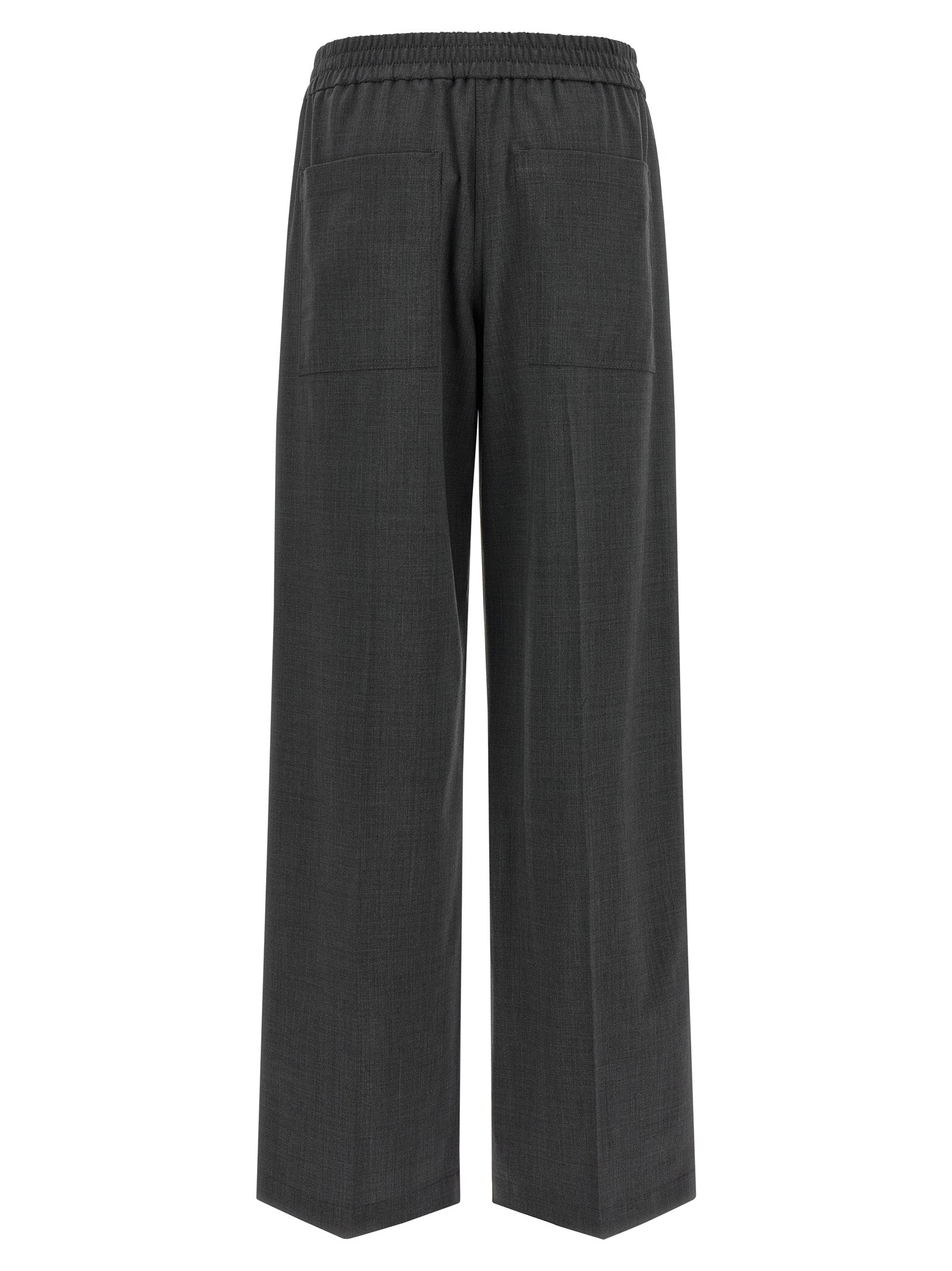 Gray Virgin Wool Flared Pants