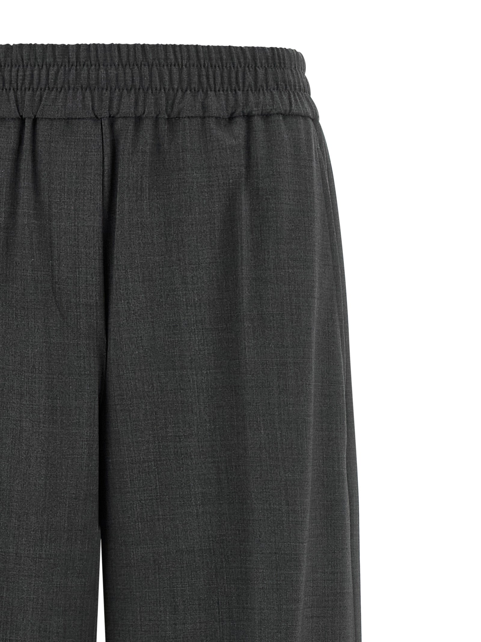 Gray Virgin Wool Flared Pants