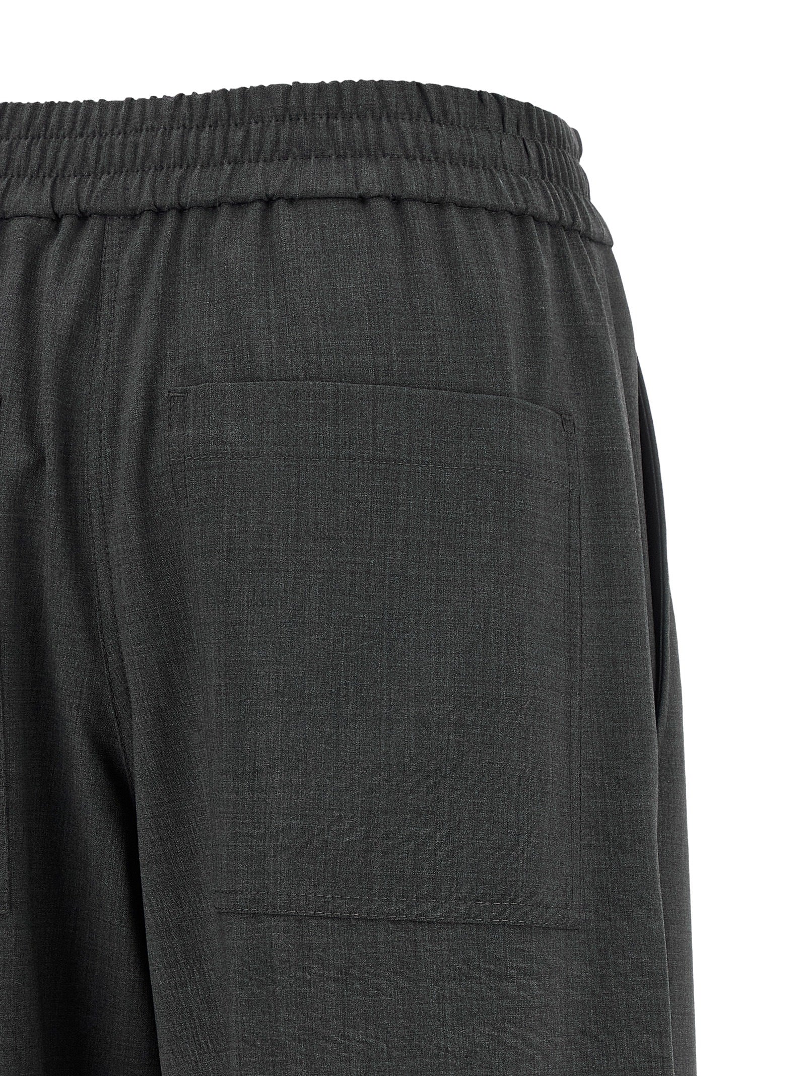 Gray Virgin Wool Flared Pants
