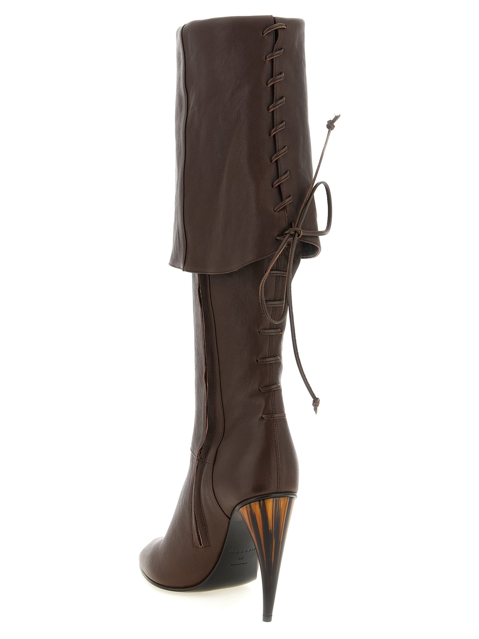 Brown Lamb Leather Over The Knee