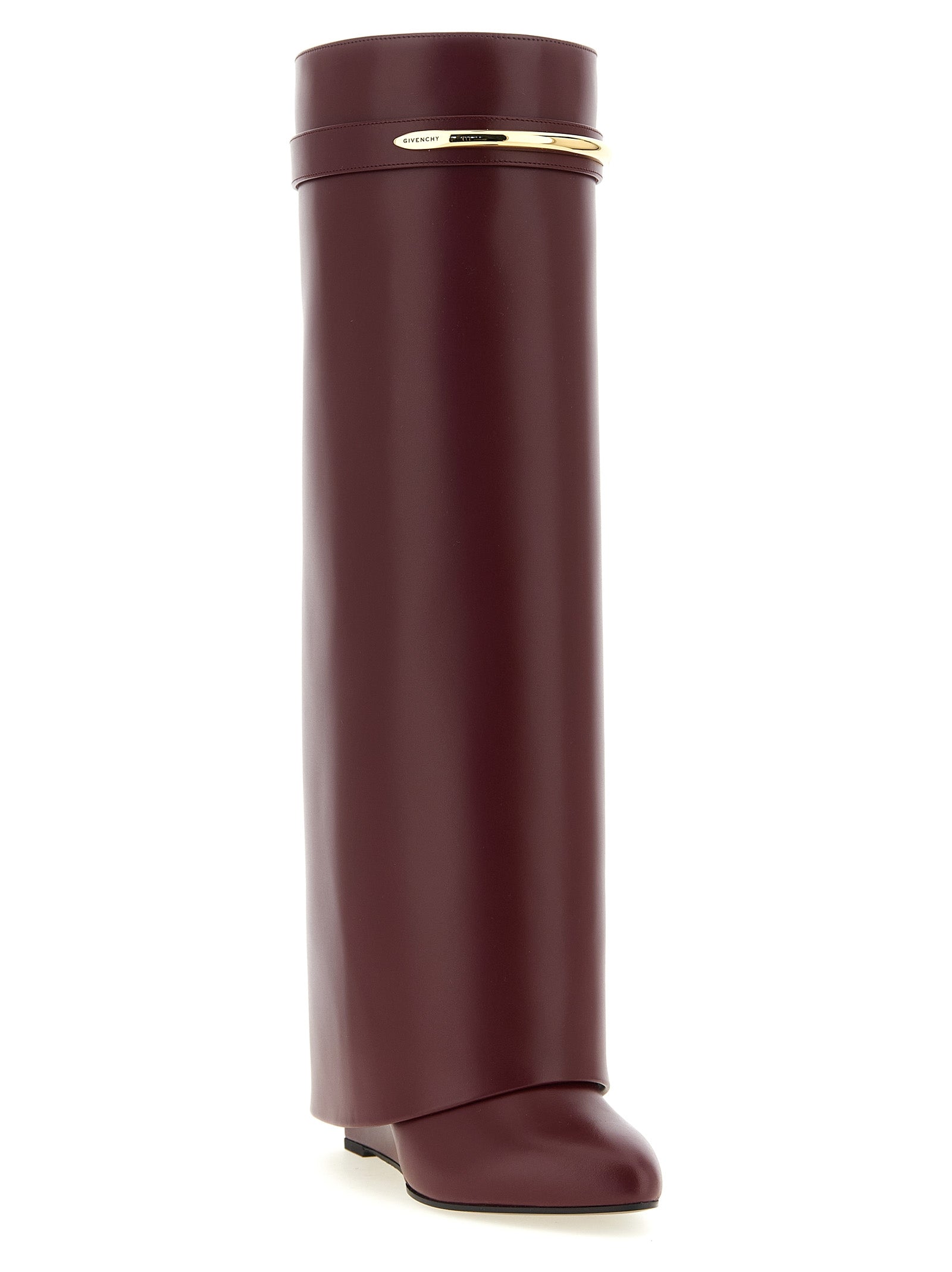Bordeaux Calfskin Over The Knee