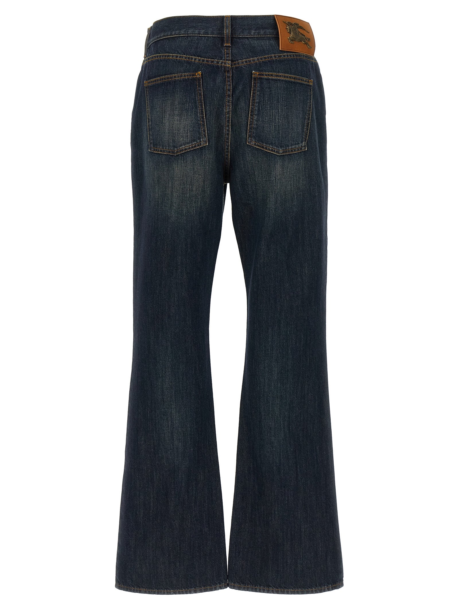 Blue Cotton Flared Jeans