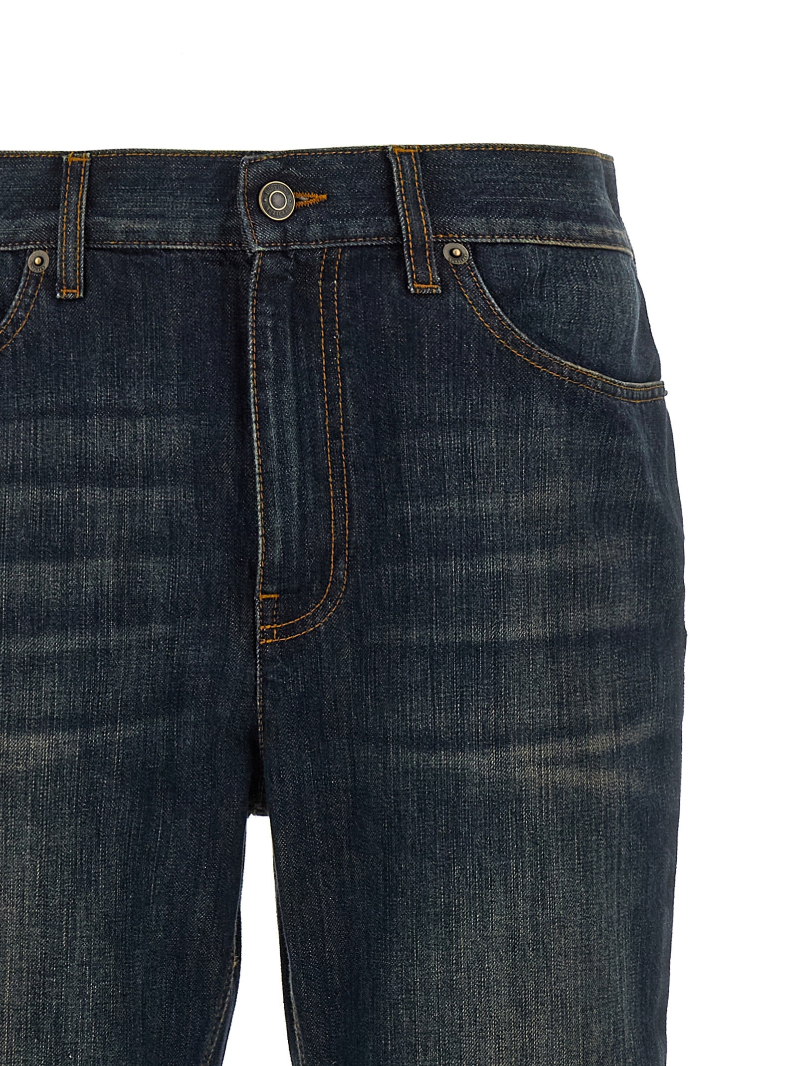 Blue Cotton Flared Jeans