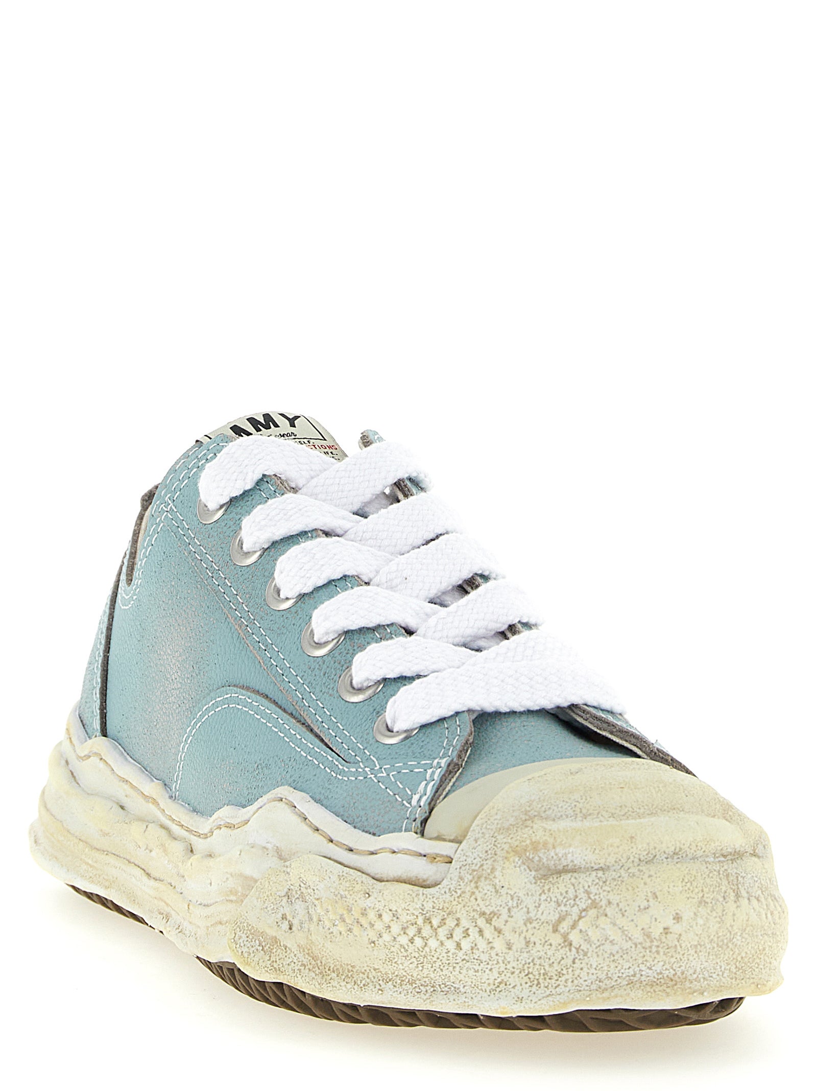 Blue Cowhide Low Top Sneakers