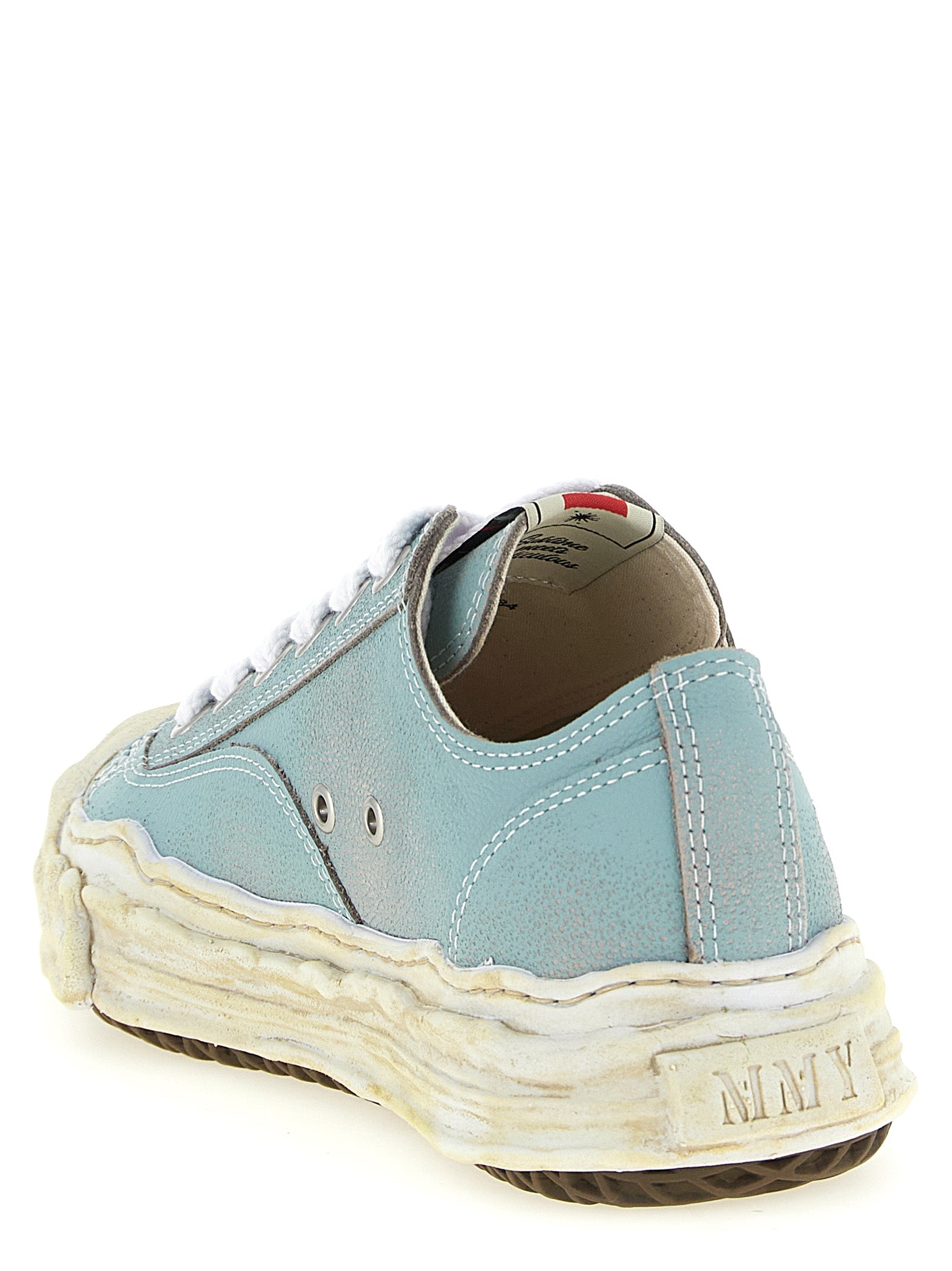 Blue Cowhide Low Top Sneakers