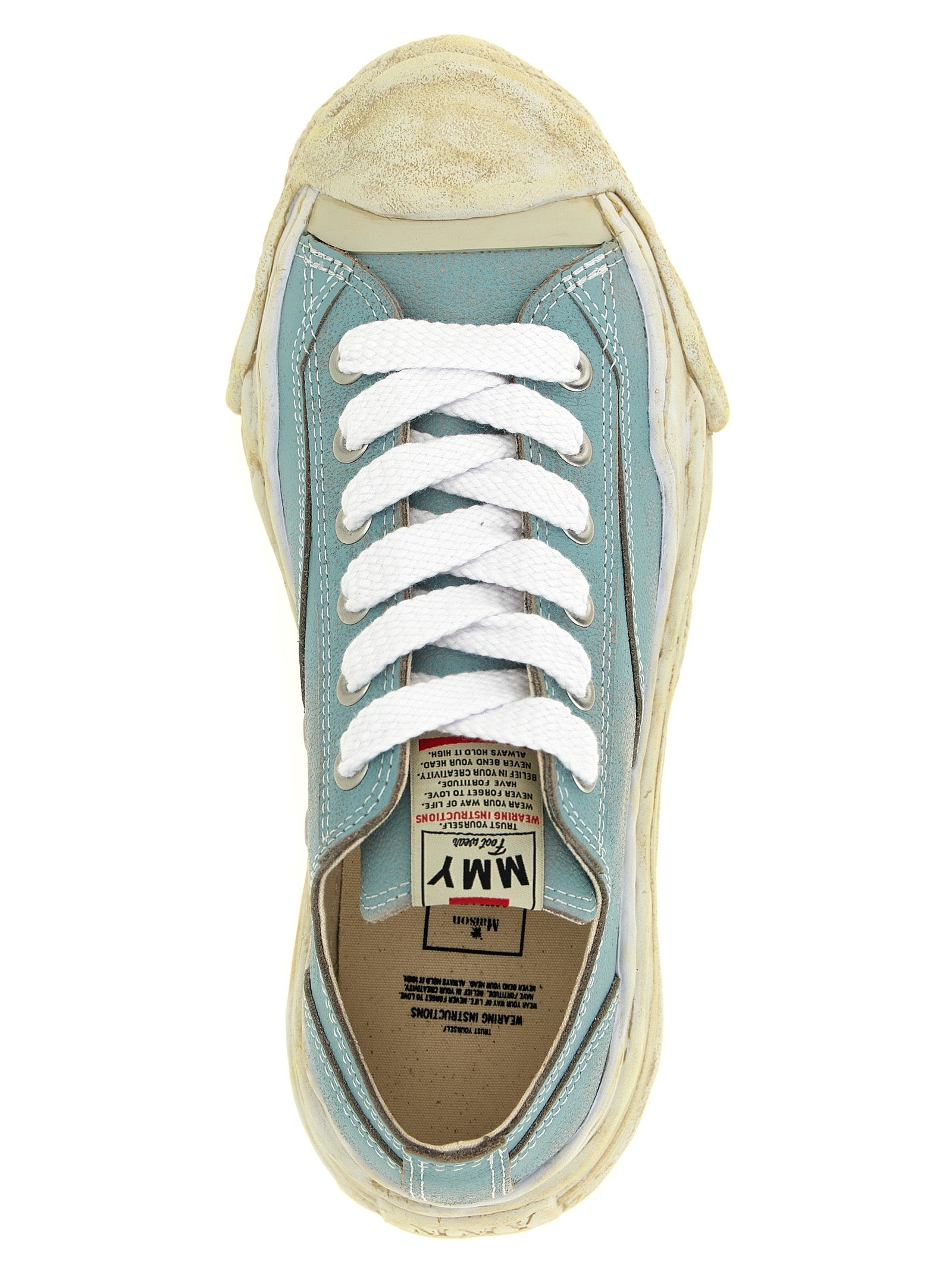 Blue Cowhide Low Top Sneakers