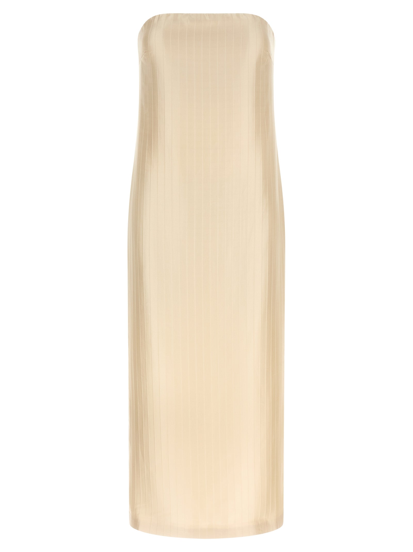 Beige Viscose Midi Dress