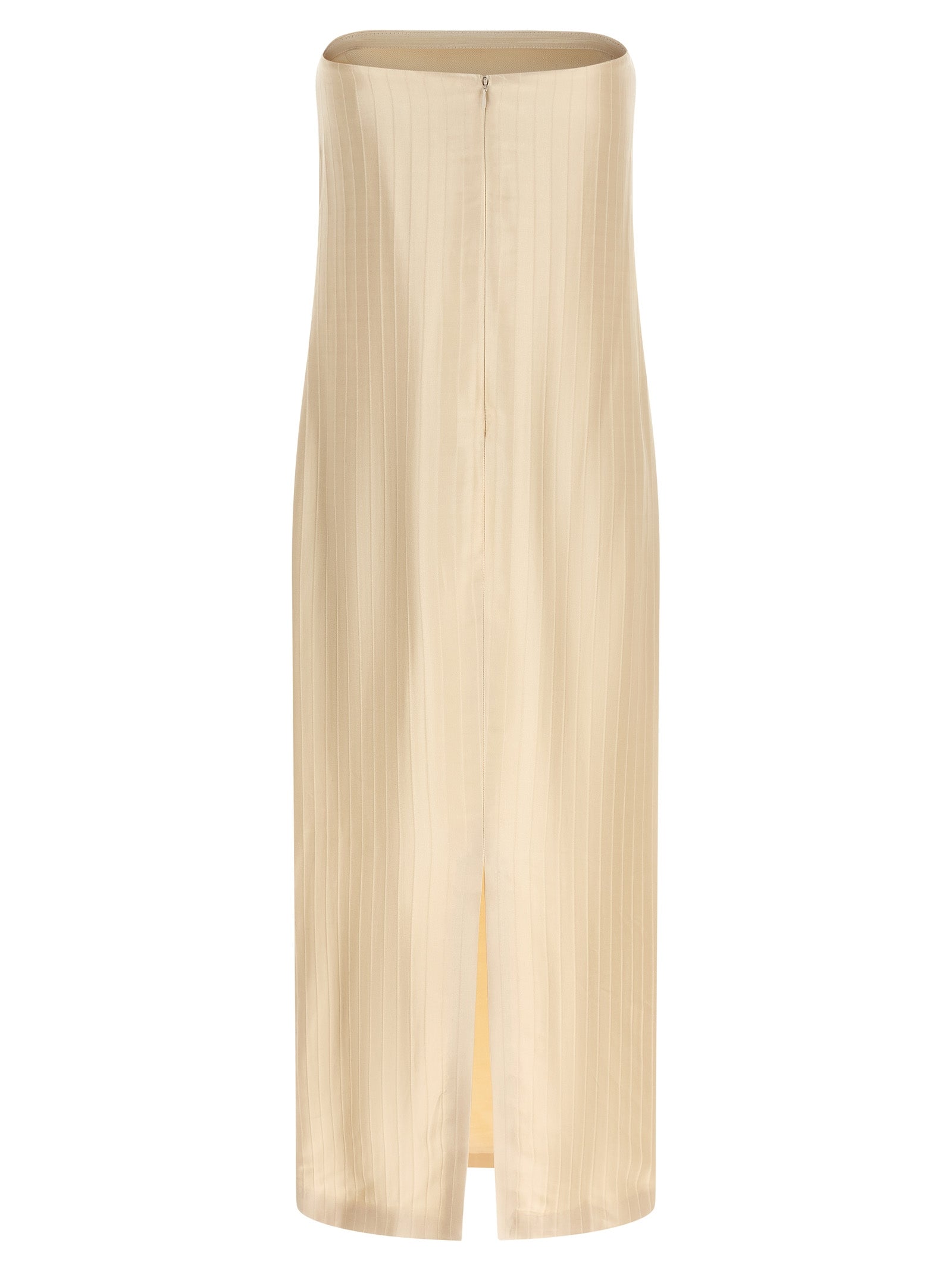 Beige Viscose Midi Dress