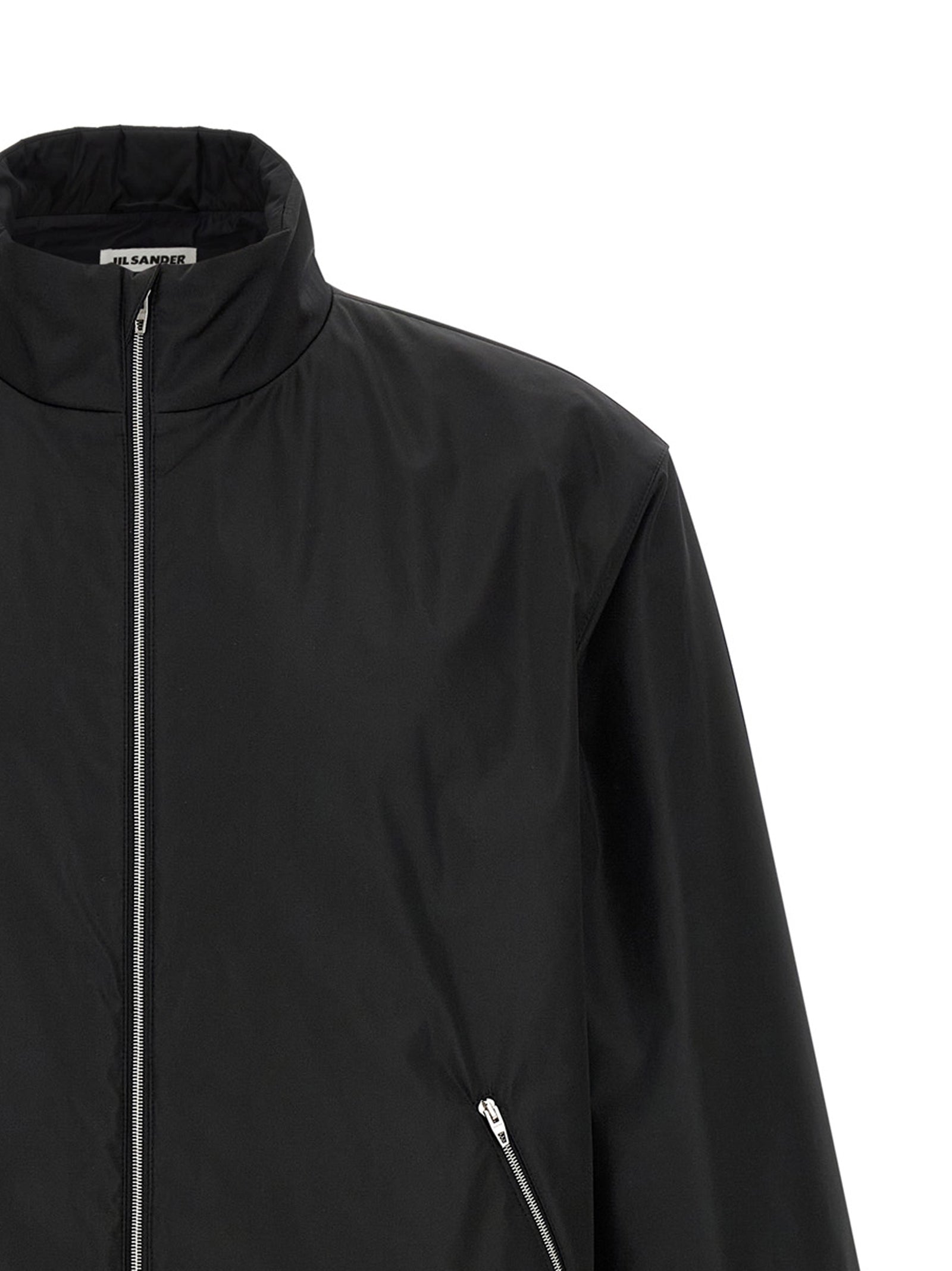 Black Polyester Full-Length Jacket