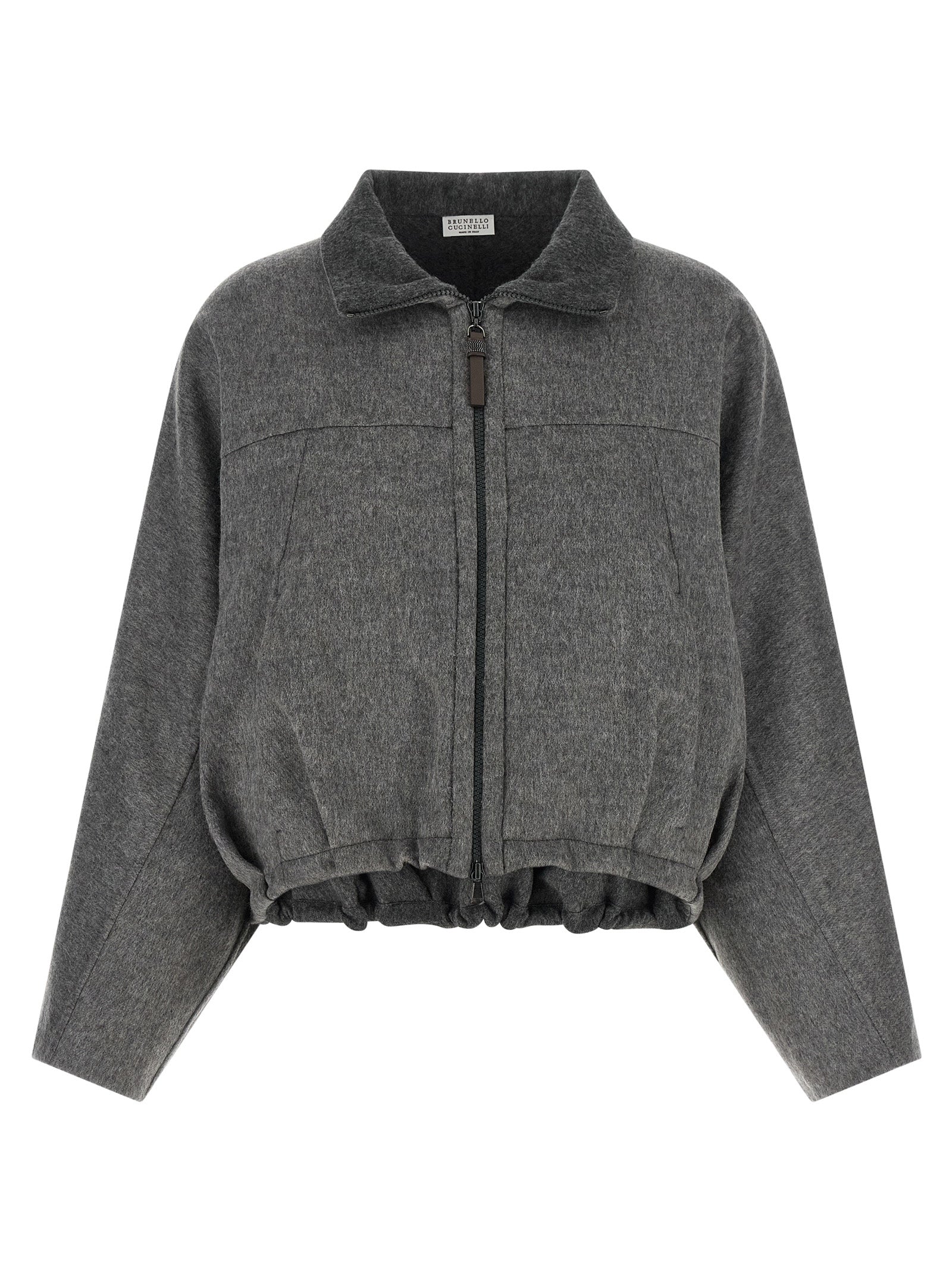 Gray Virgin Wool Full-Length Jacket