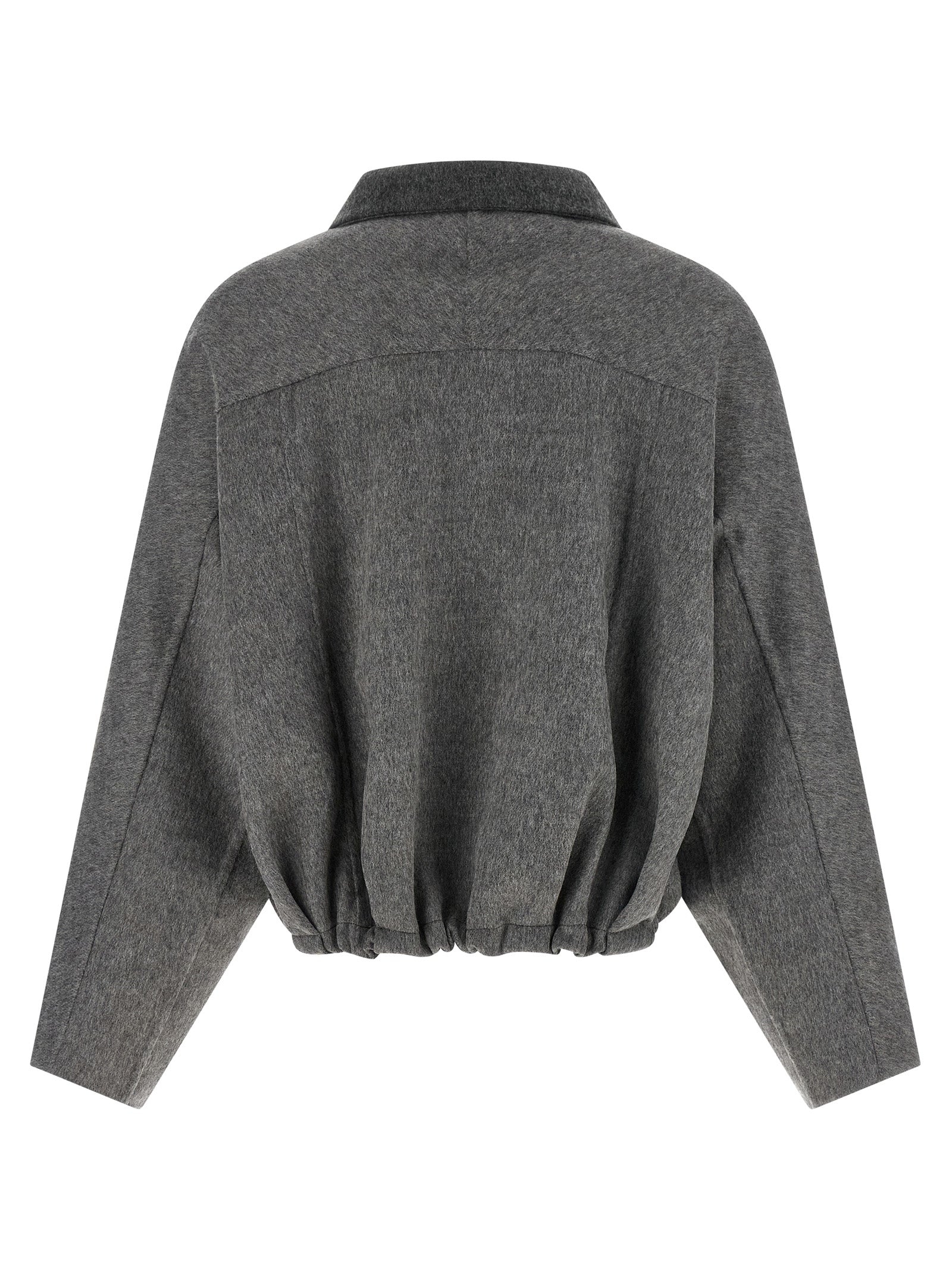 Gray Virgin Wool Full-Length Jacket
