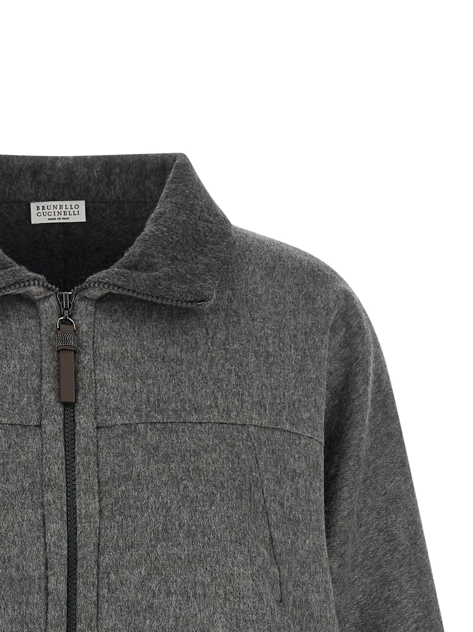 Gray Virgin Wool Full-Length Jacket