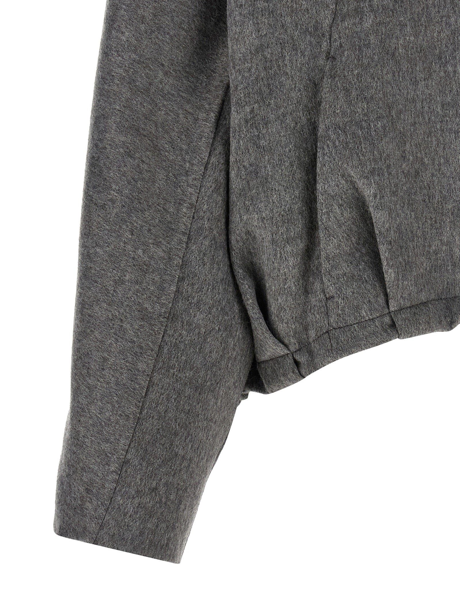 Gray Virgin Wool Full-Length Jacket