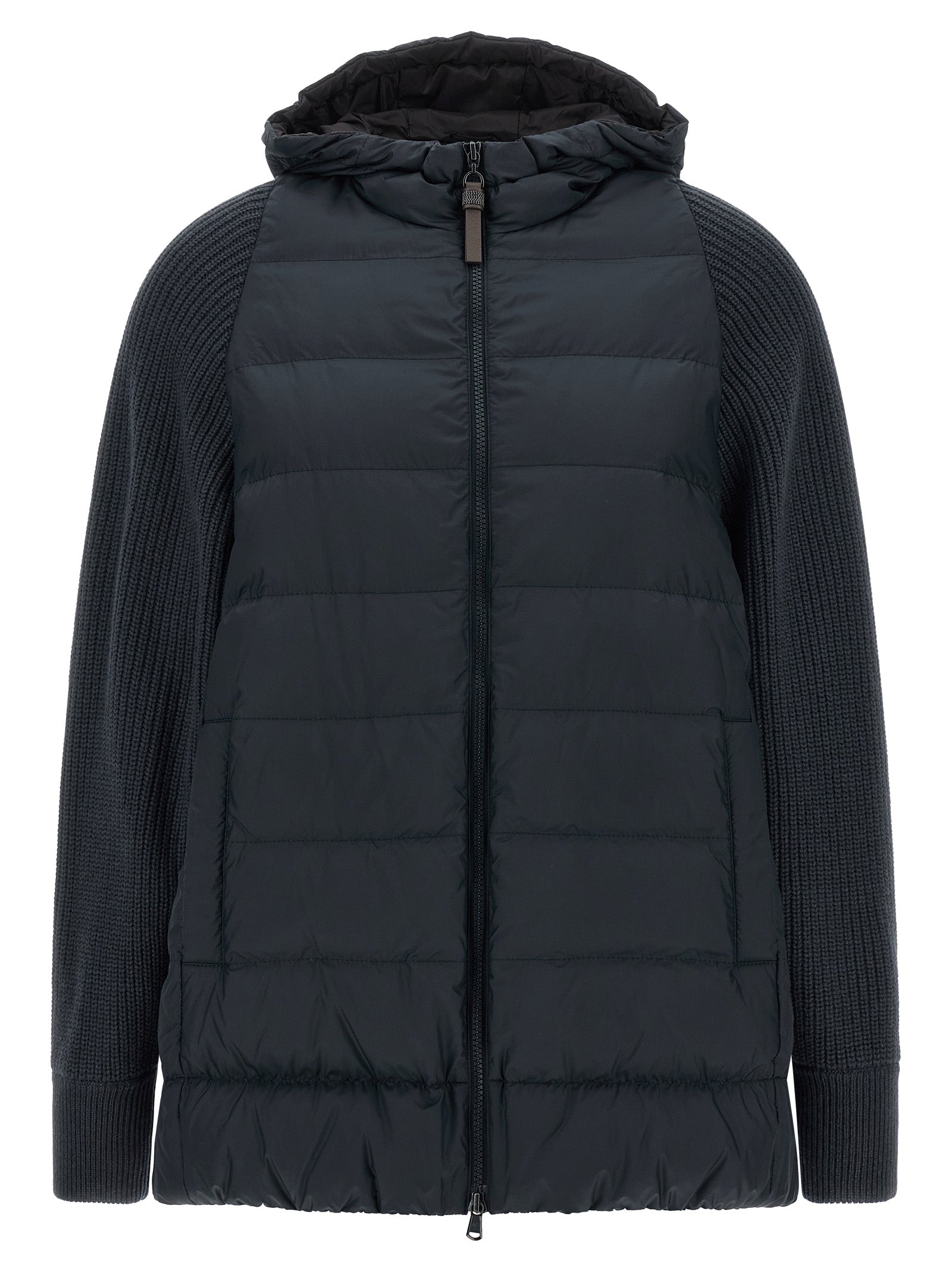Blue Polyester Full-Length Jacket