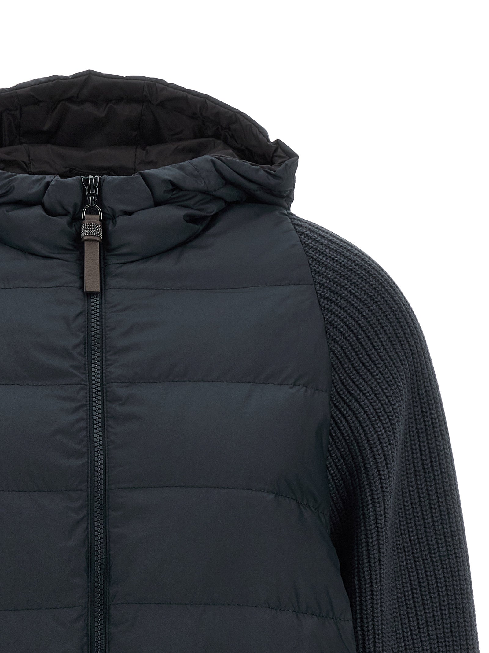 Blue Polyester Full-Length Jacket