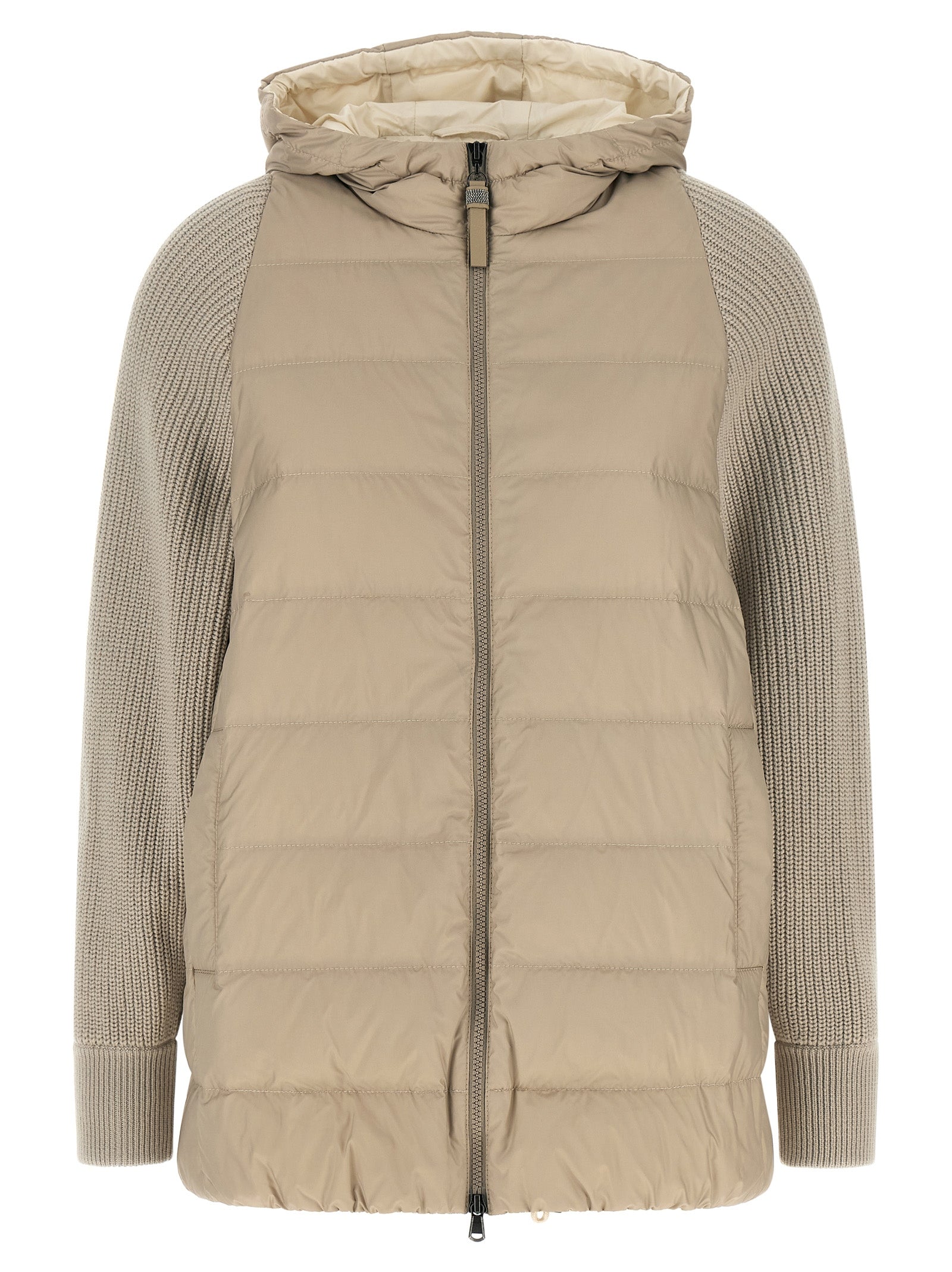 Beige Polyester Full-Length Jacket