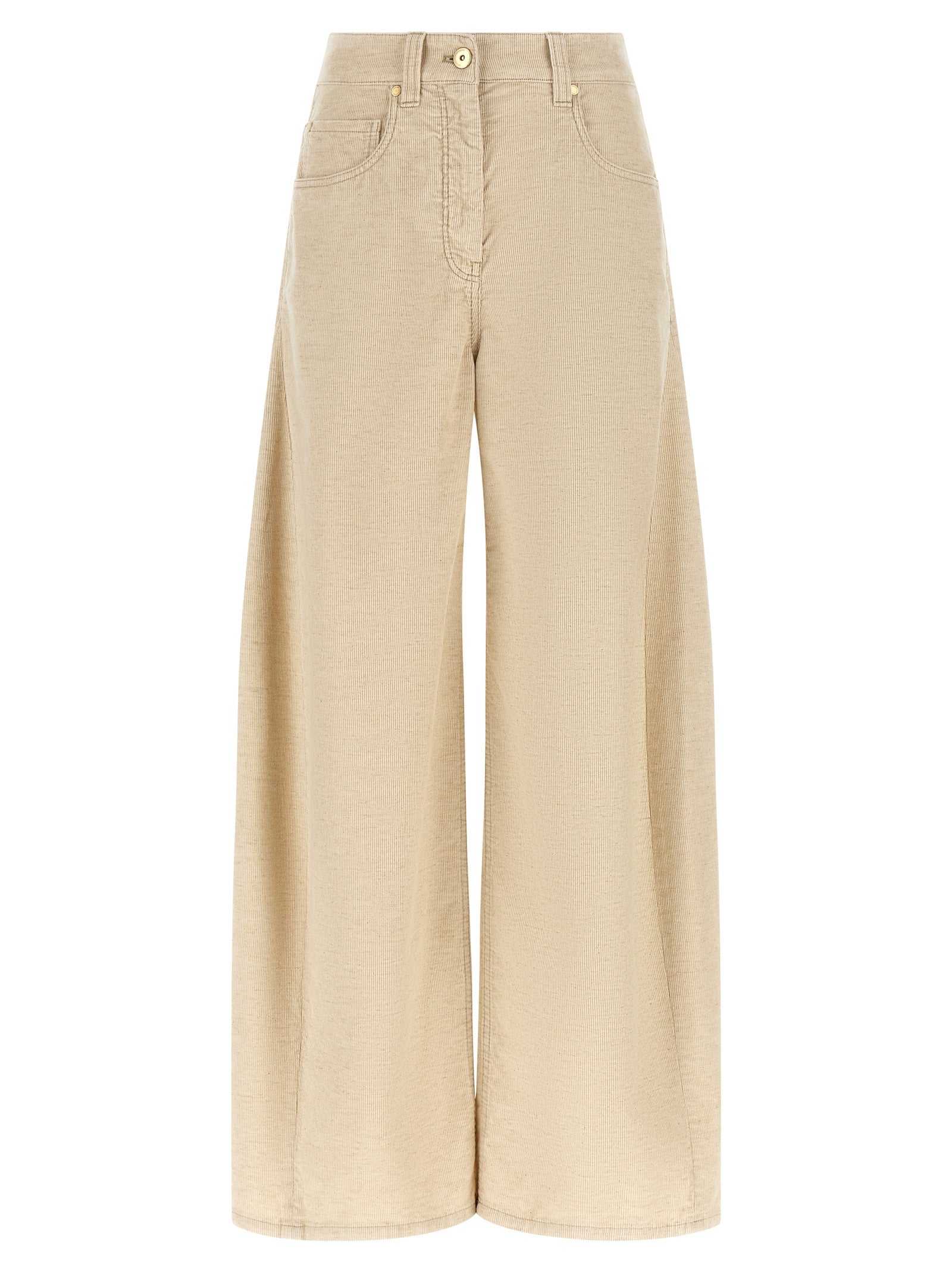 Beige Cotton Casual Pants
