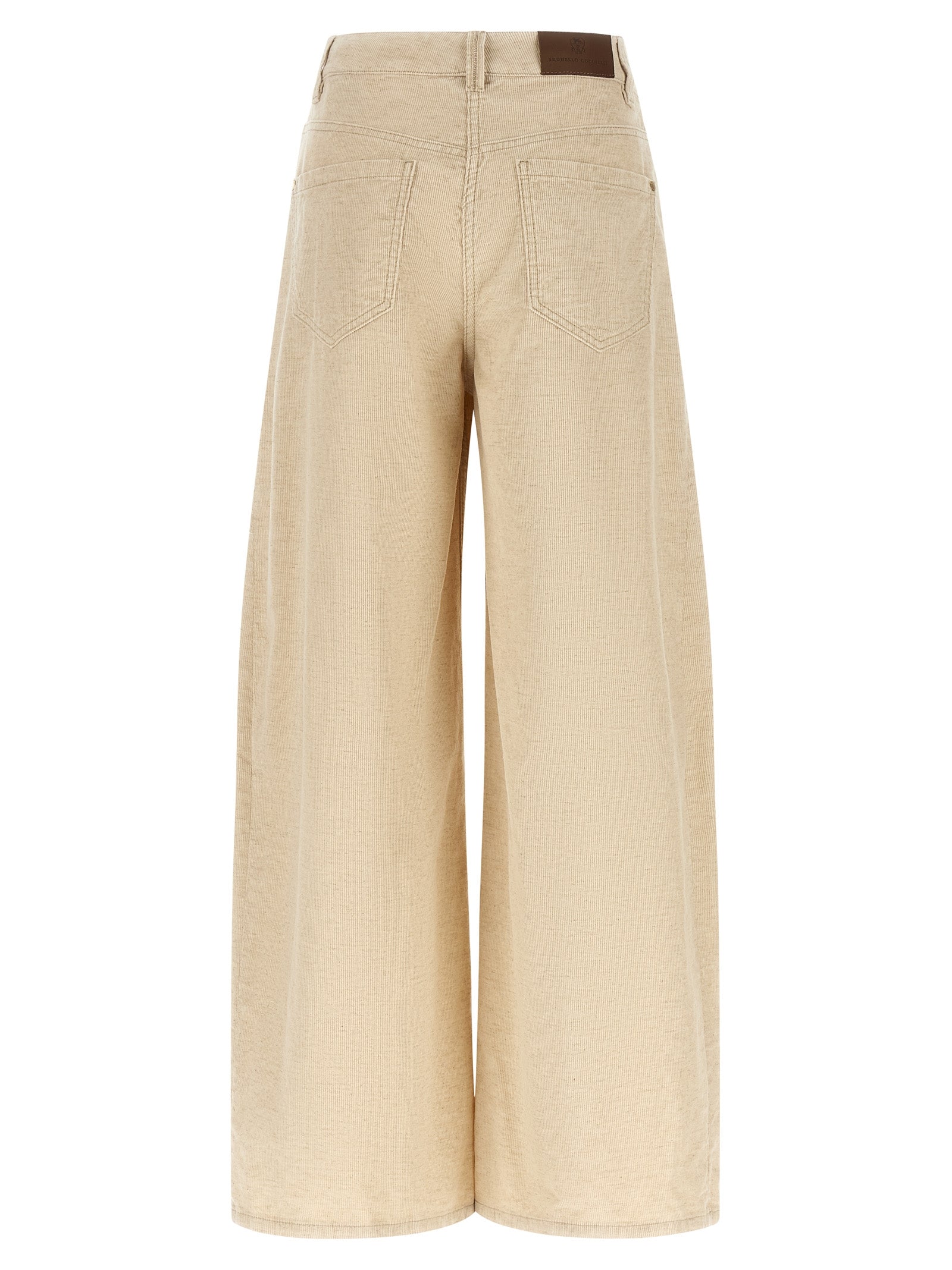 Beige Cotton Casual Pants