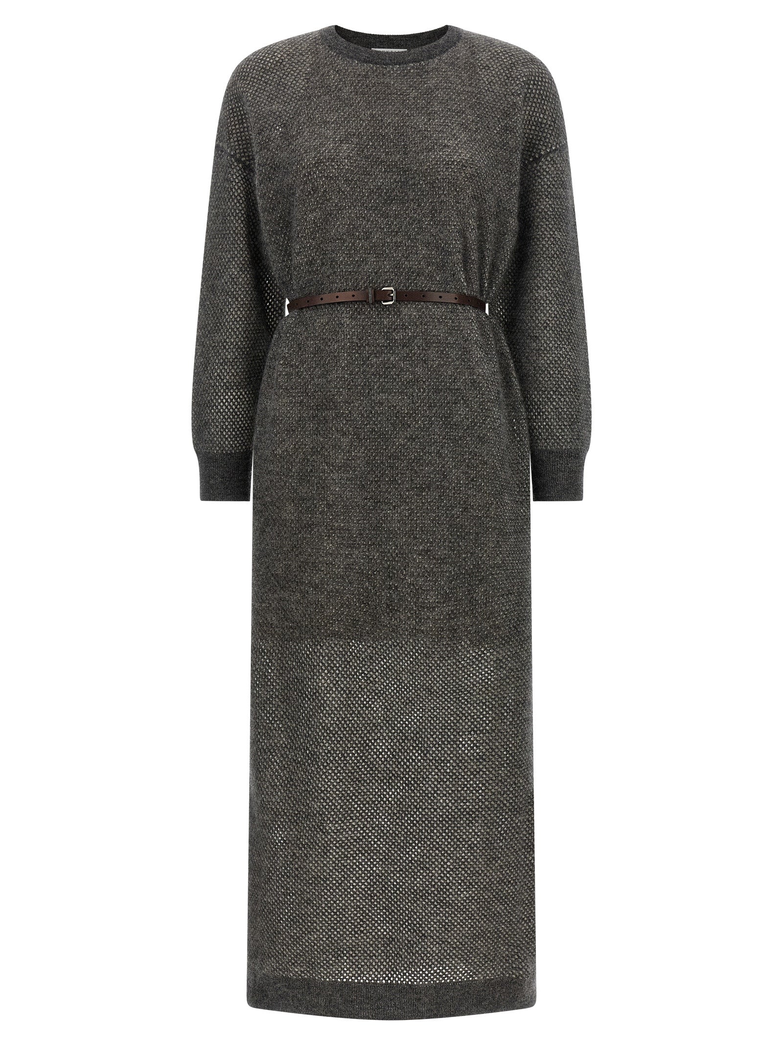 Gray Wool Midi Dress