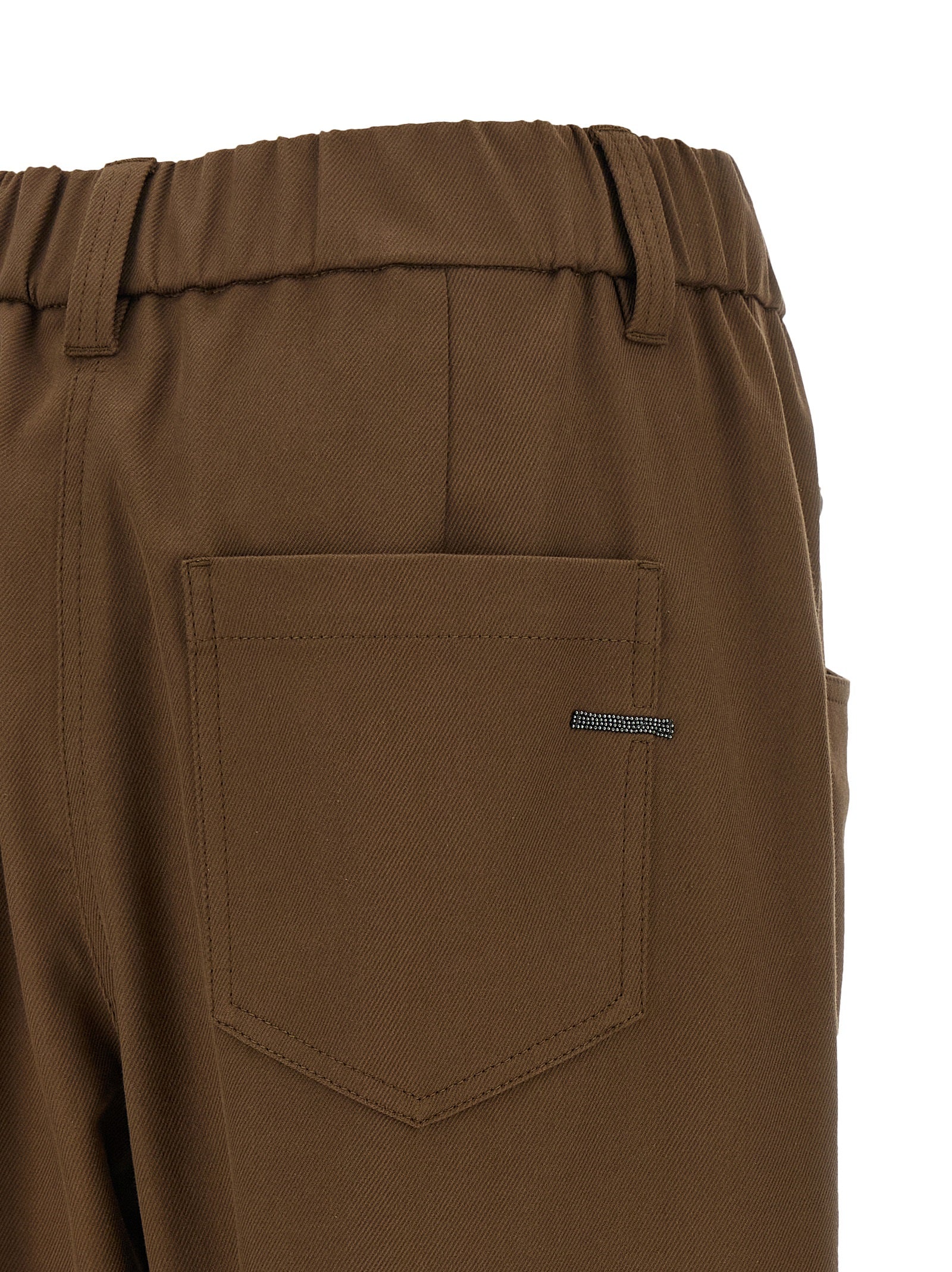 Brown Cotton Casual Pants