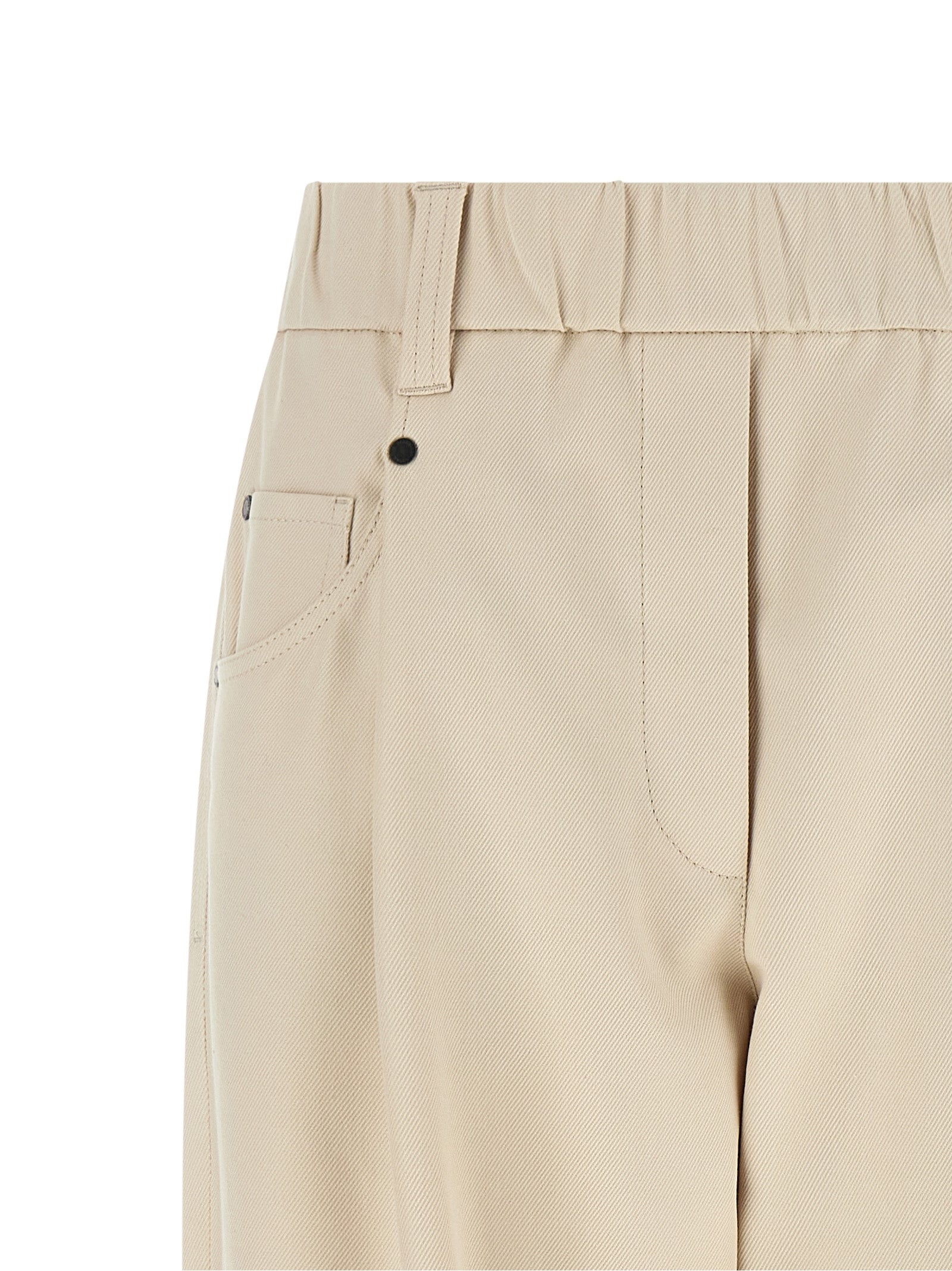 Beige Cotton Casual Pants