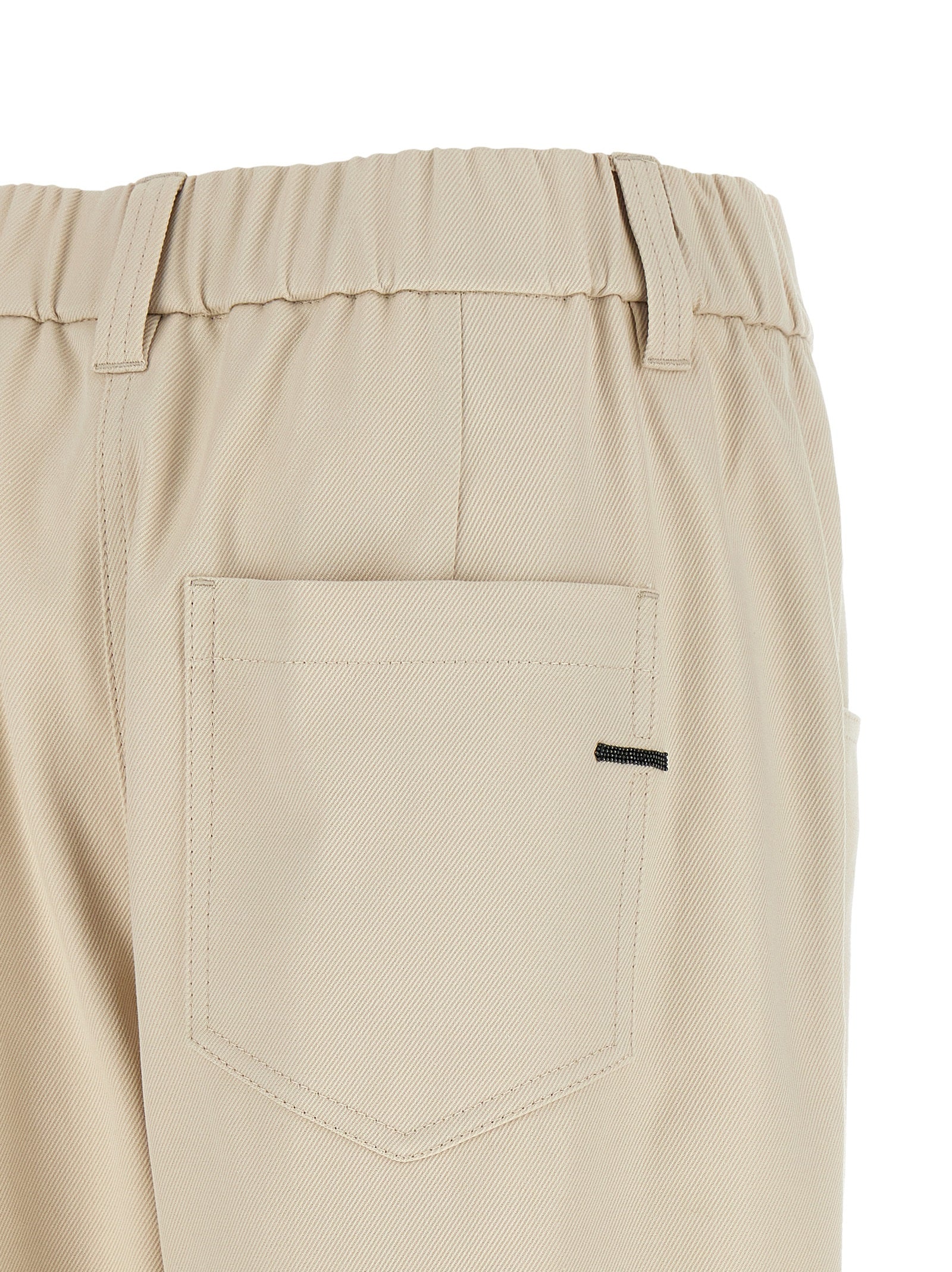 Beige Cotton Casual Pants