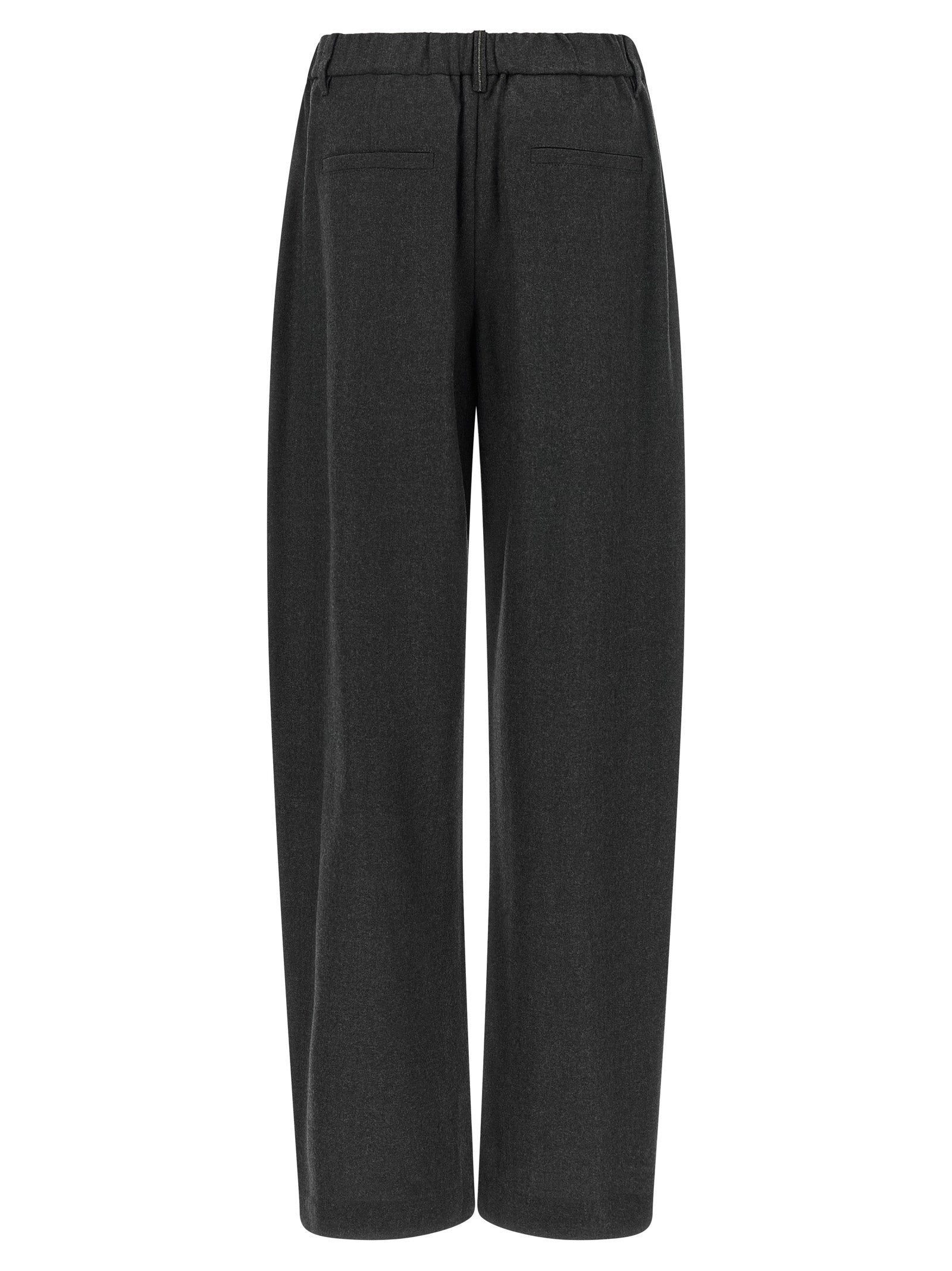 Gray Virgin Wool Casual Pants