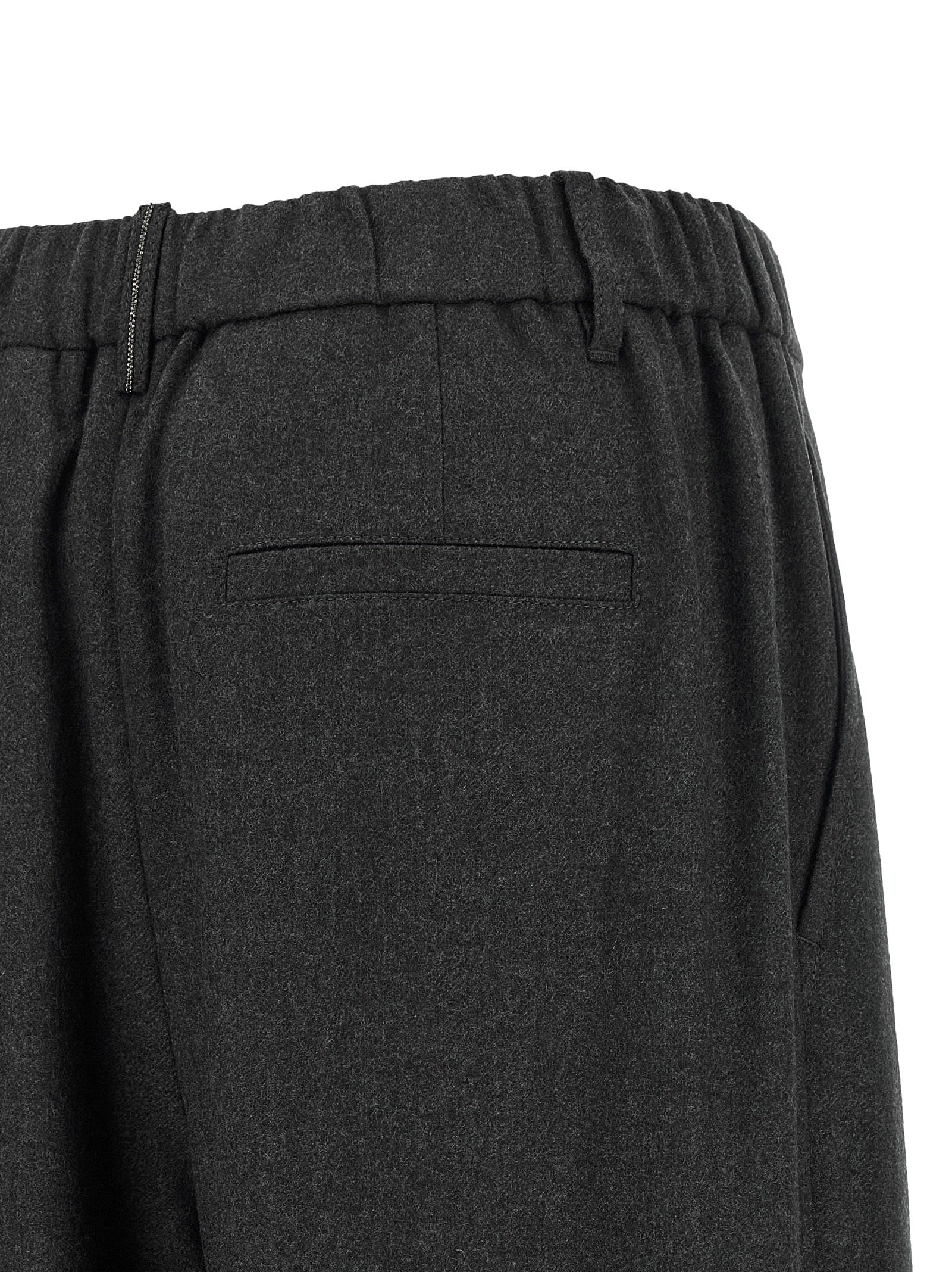 Gray Virgin Wool Casual Pants