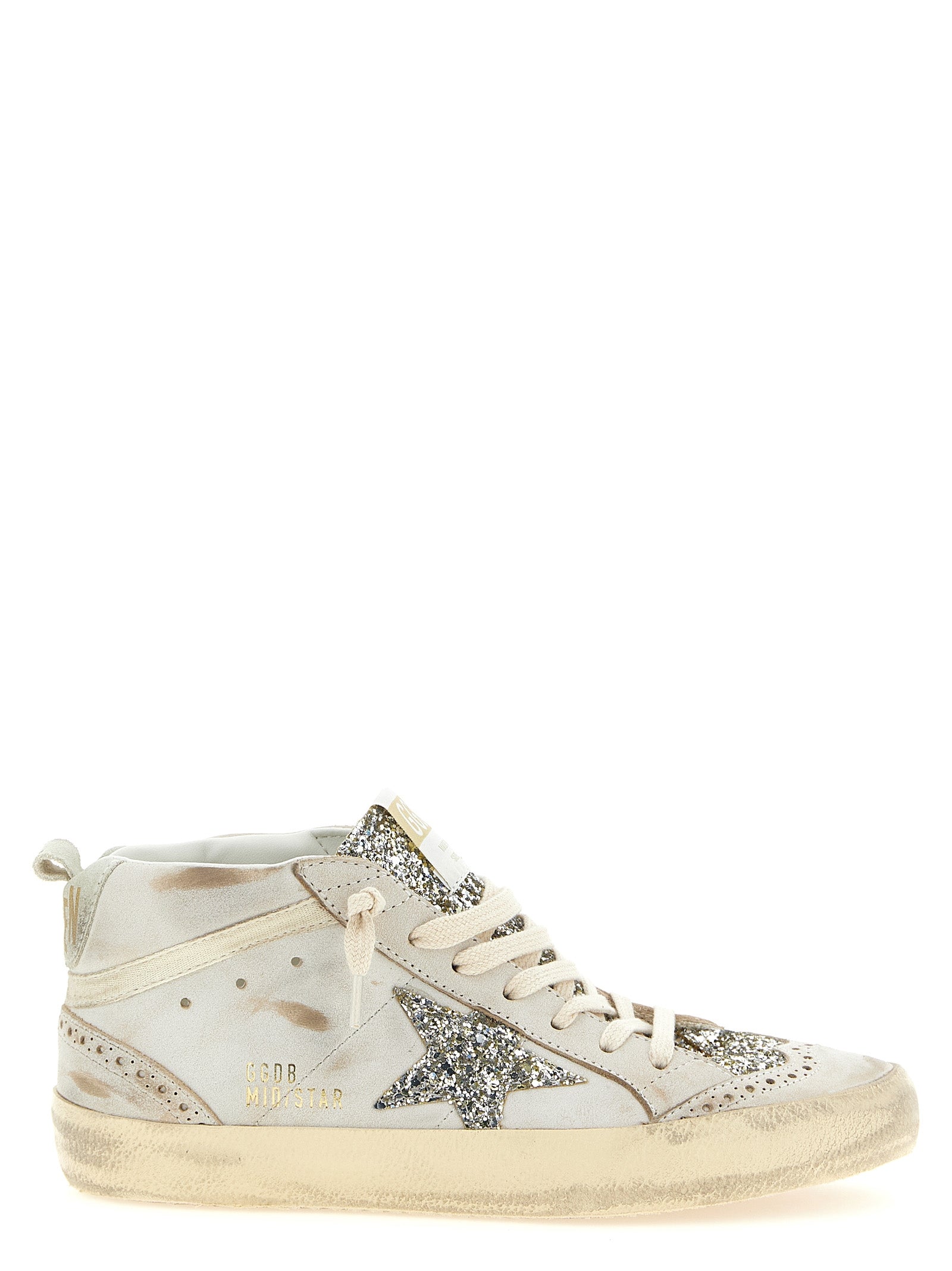 Beige Leather High Top Sneakers