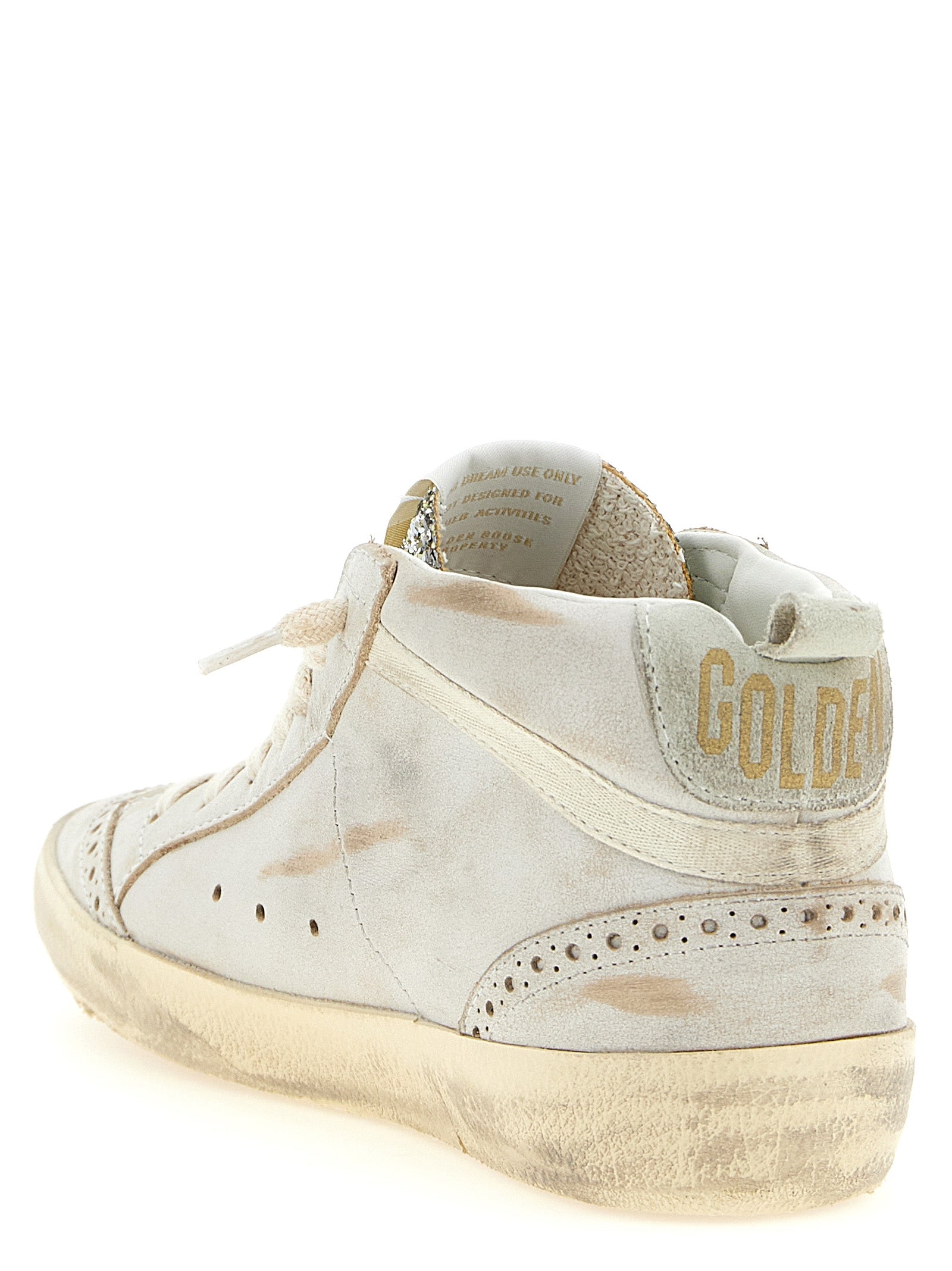 Beige Leather High Top Sneakers