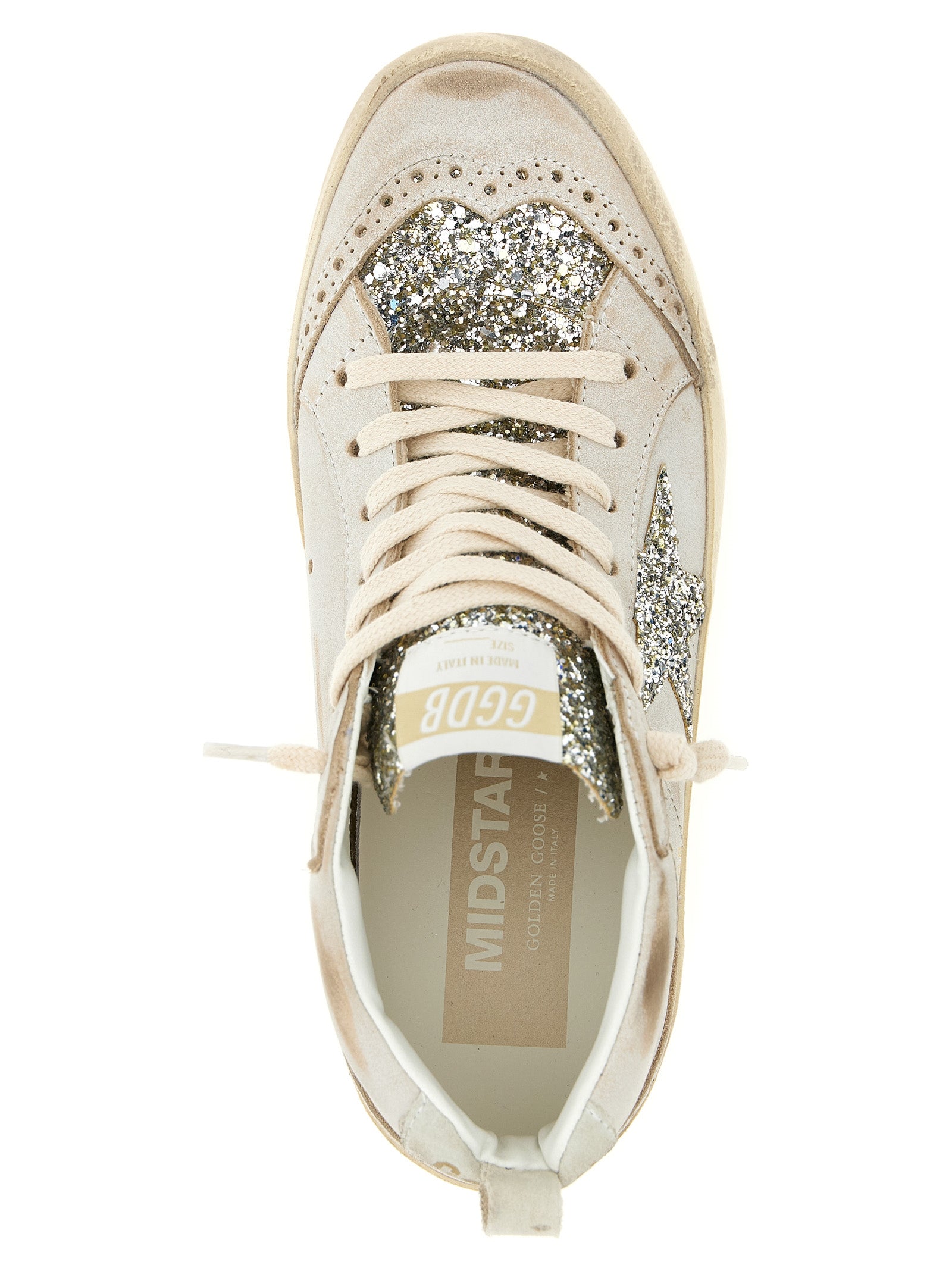 Beige Leather High Top Sneakers