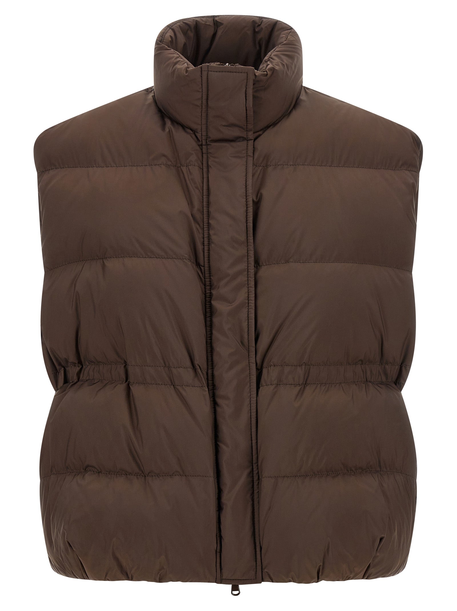Brown Polyester Sleeveless Jacket