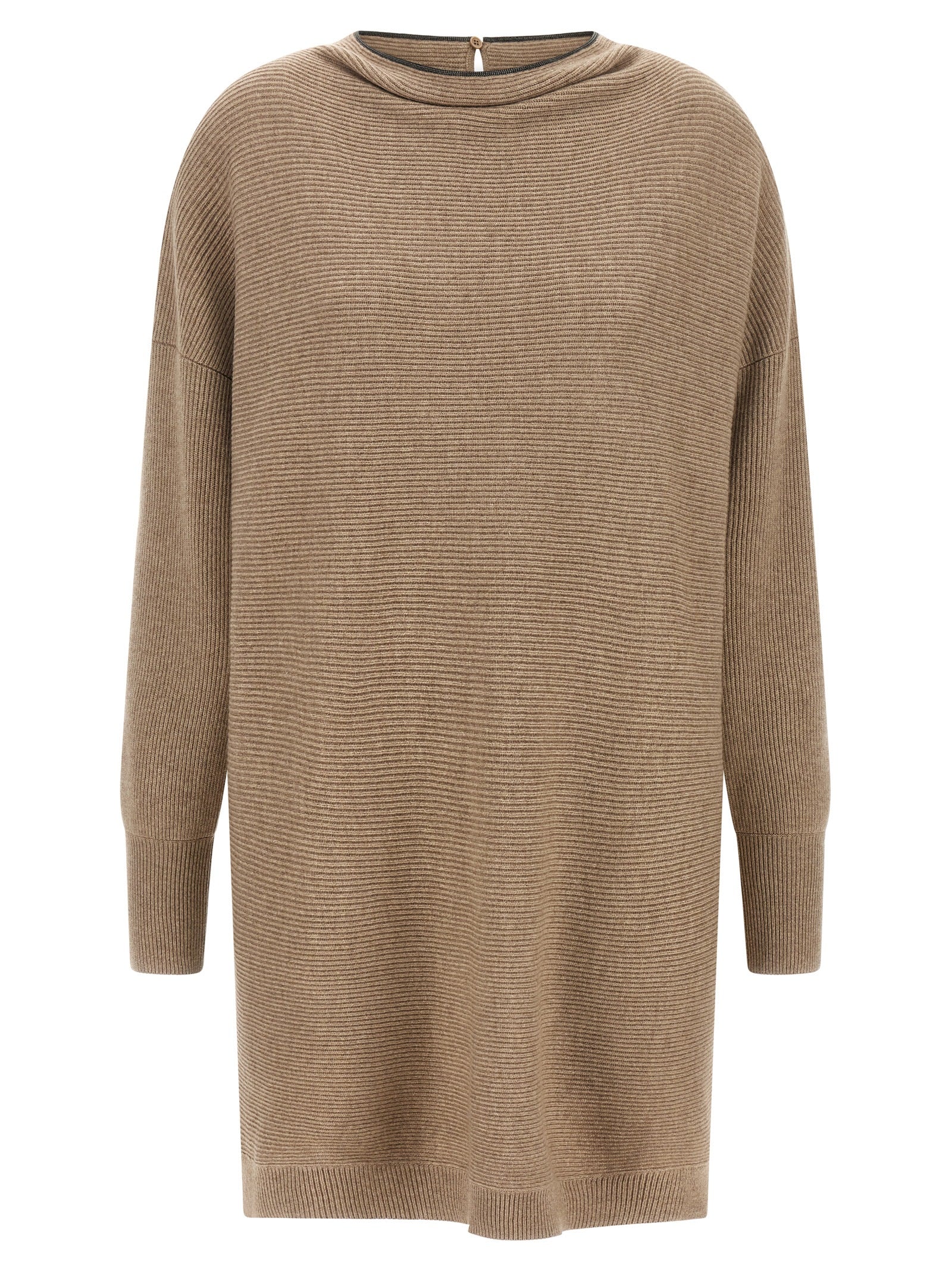 Beige Virgin Wool Short Dress