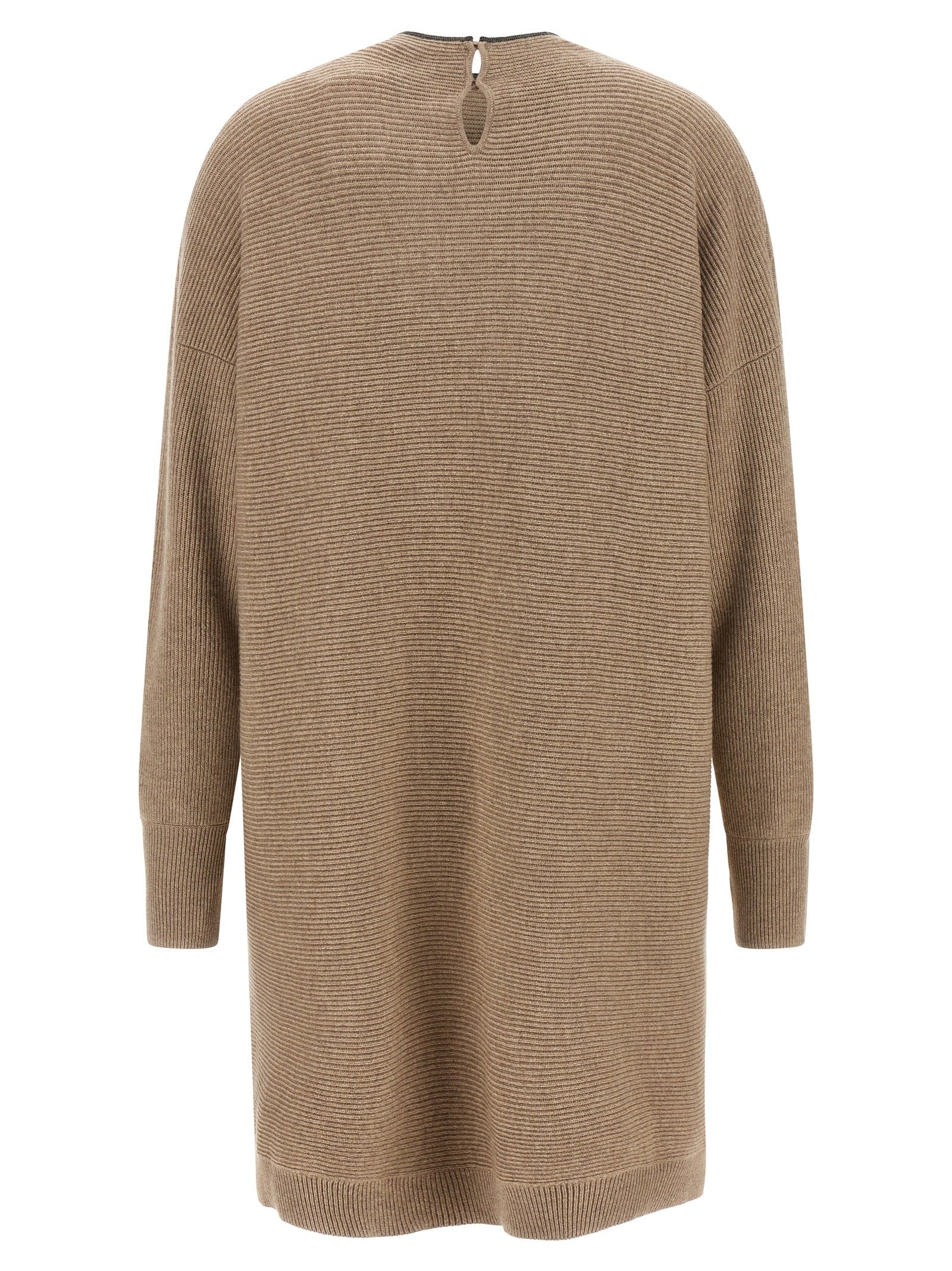 Beige Virgin Wool Short Dress